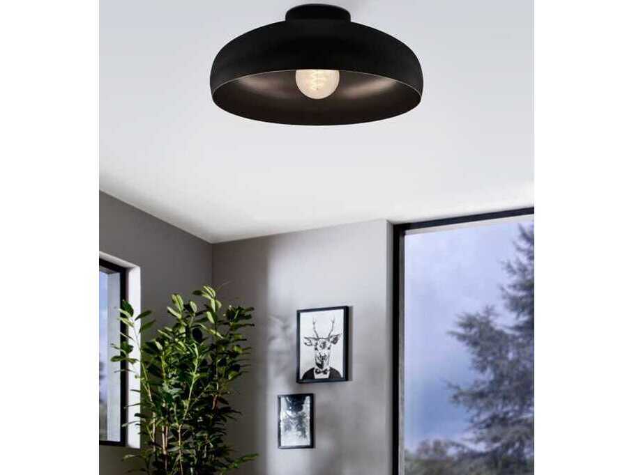 Eglo Mogano 1-Light Black Dome Flush Mount