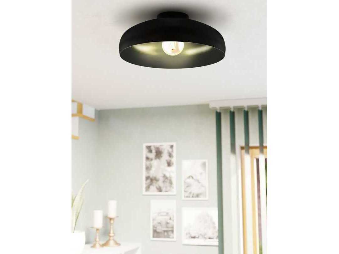 Eglo Mogano 1-Light Black Dome Flush Mount