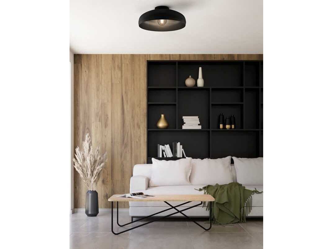 Eglo Mogano 1-Light Black Dome Flush Mount