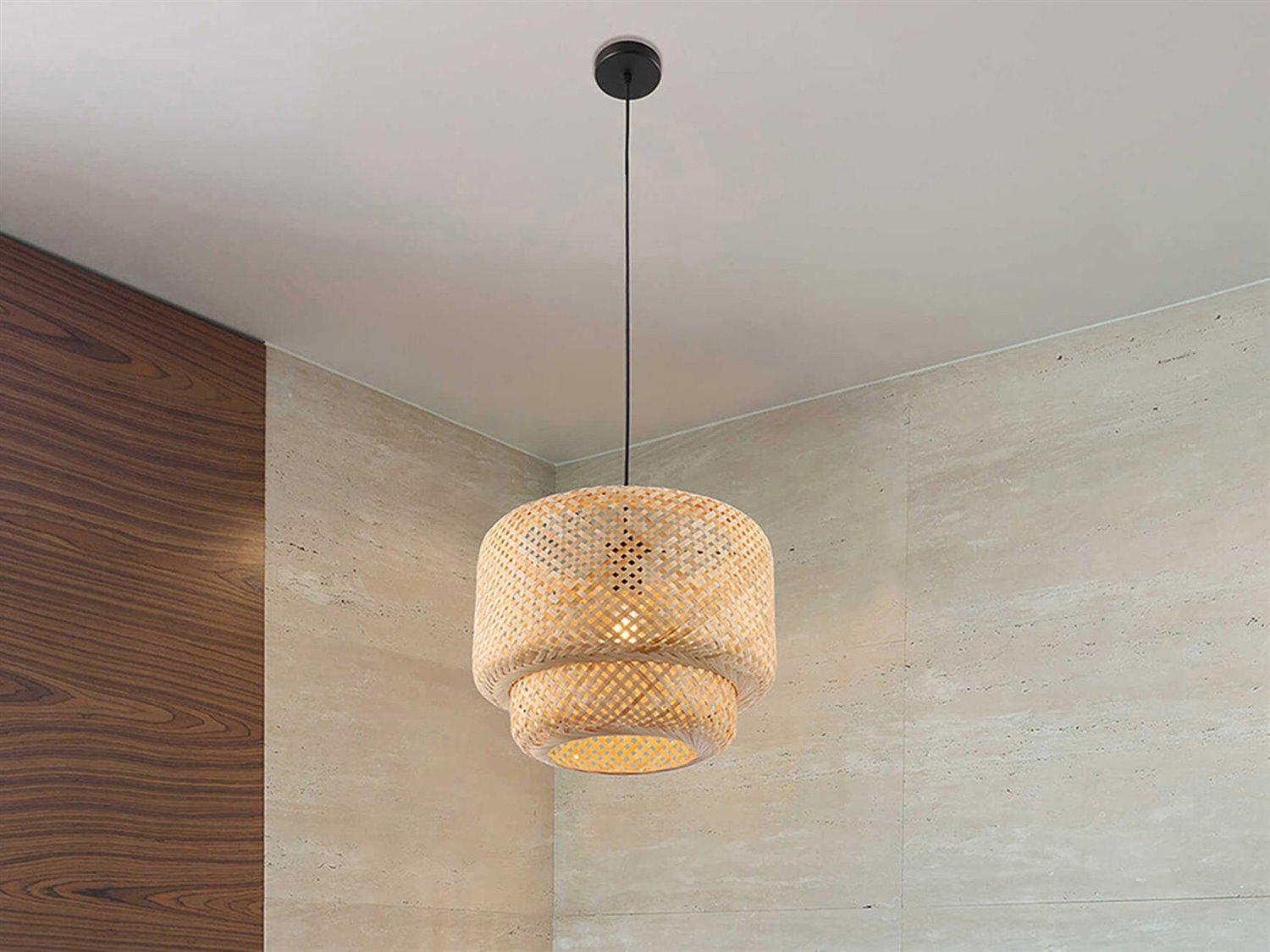 Eglo Hettonle 1-Light Natural Bamboo Brown Pendant