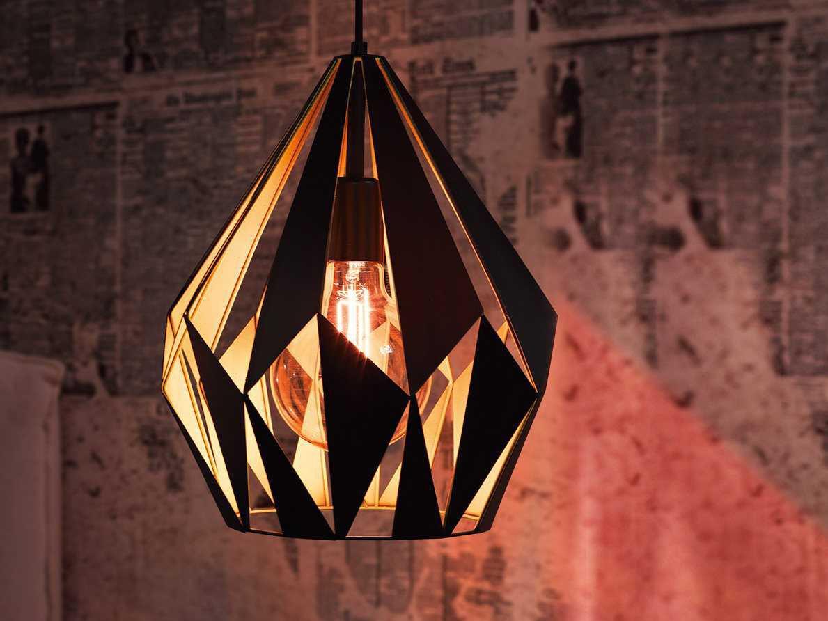 Eglo Carlton 1-Light Black Copper Geometric Mini Pendant