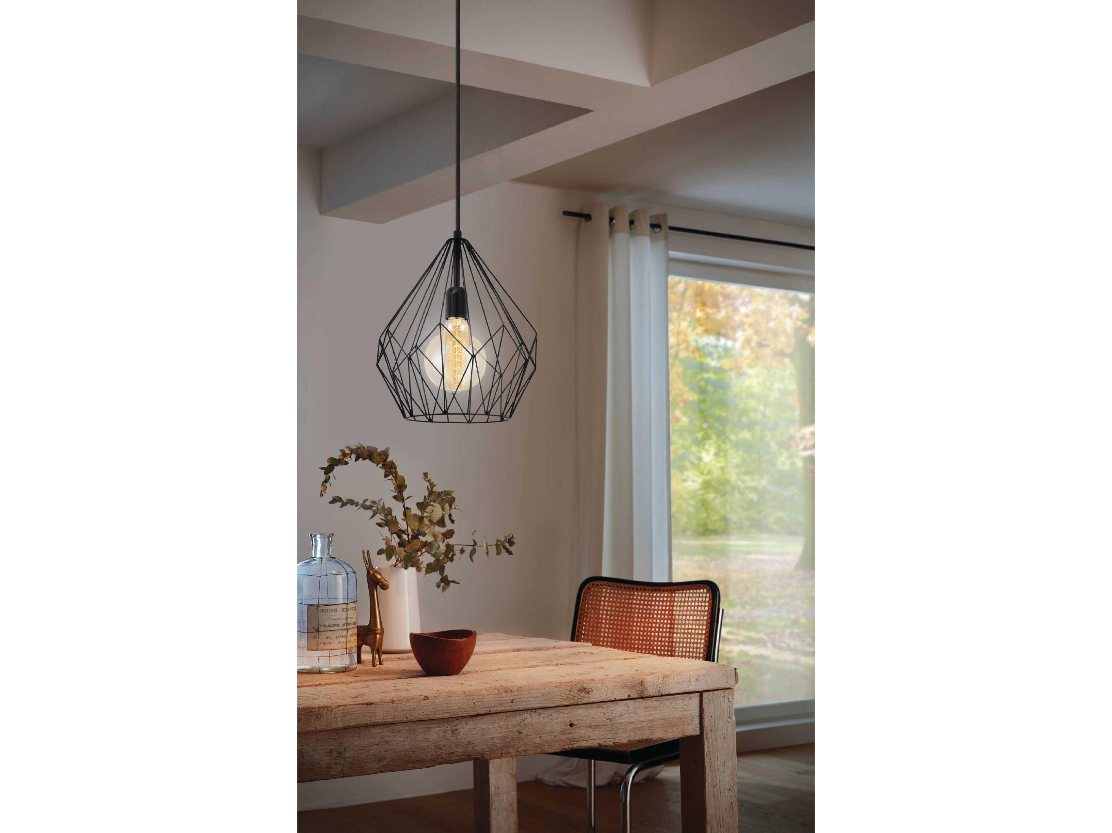 Eglo Carlton 1-Light Matte Black Geometric Mini Pendant