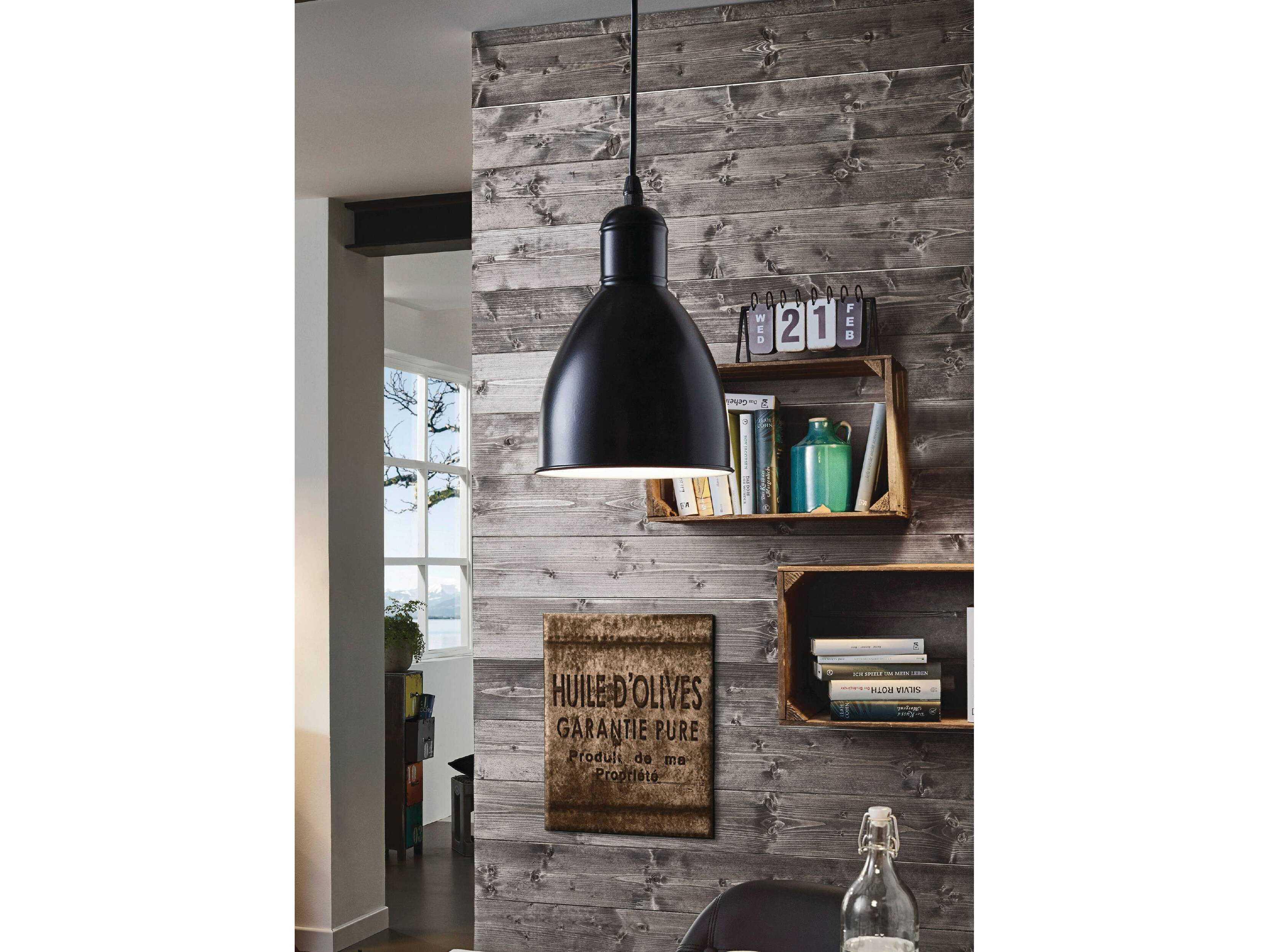Eglo Priddy 1-Light Black Bell Mini Pendant