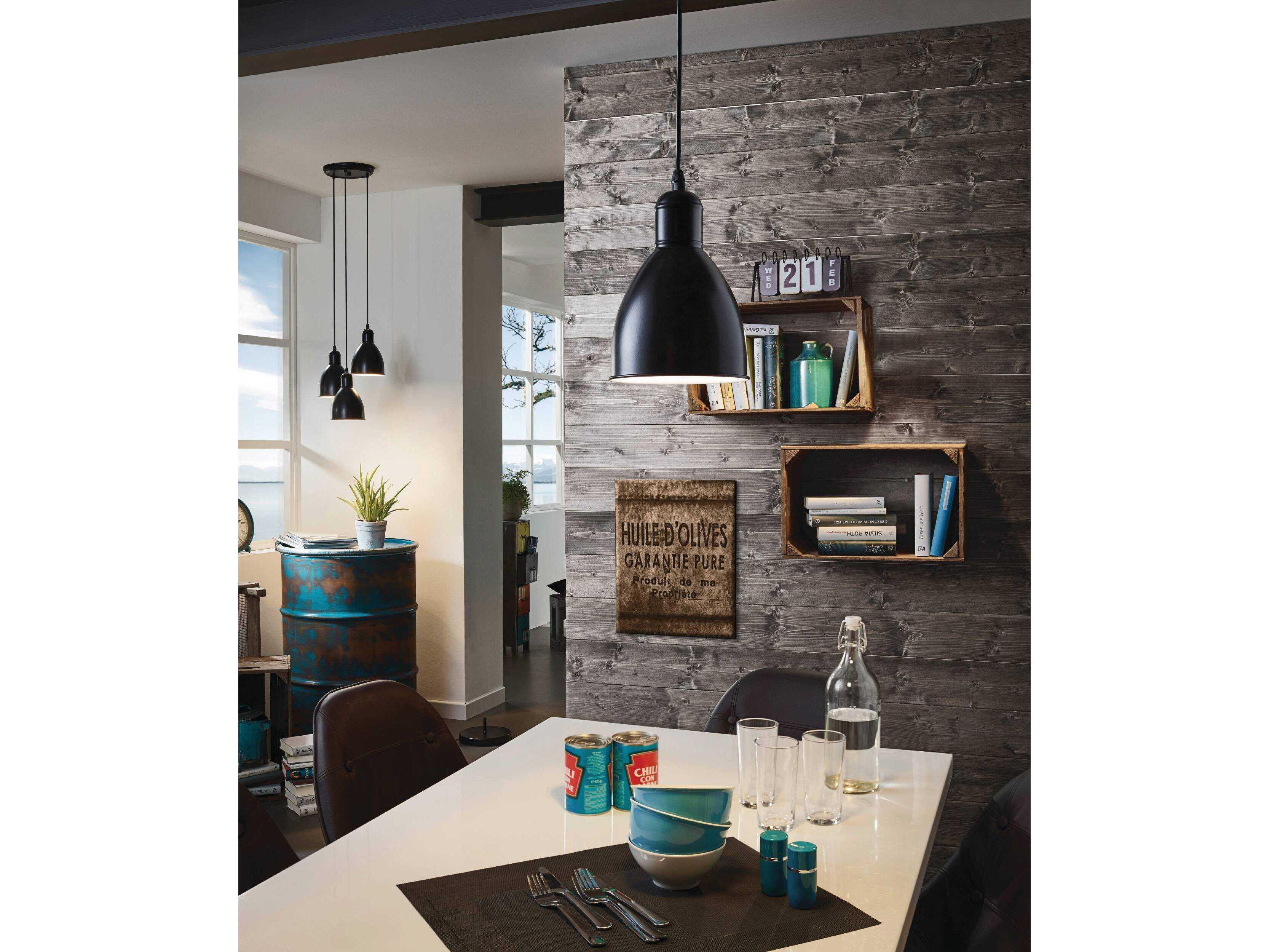 Eglo Priddy 1-Light Black Bell Mini Pendant