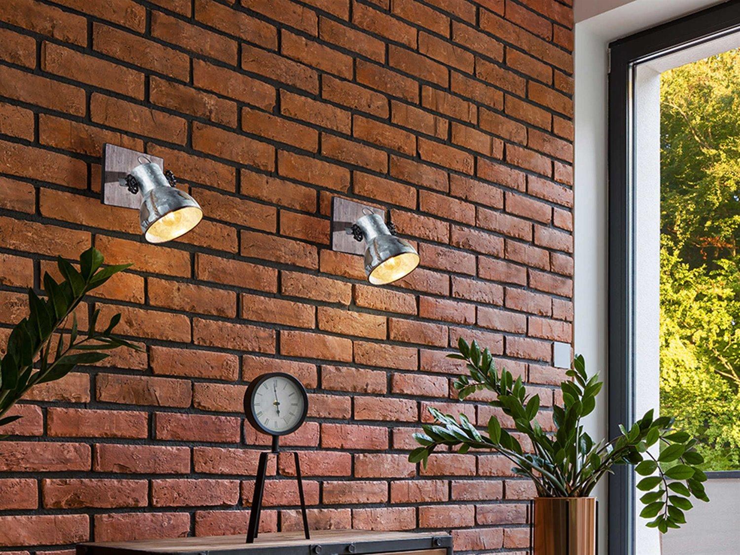 Eglo Barnstaple 1-Light Distressed Zinc Black Steel Wall Sconce