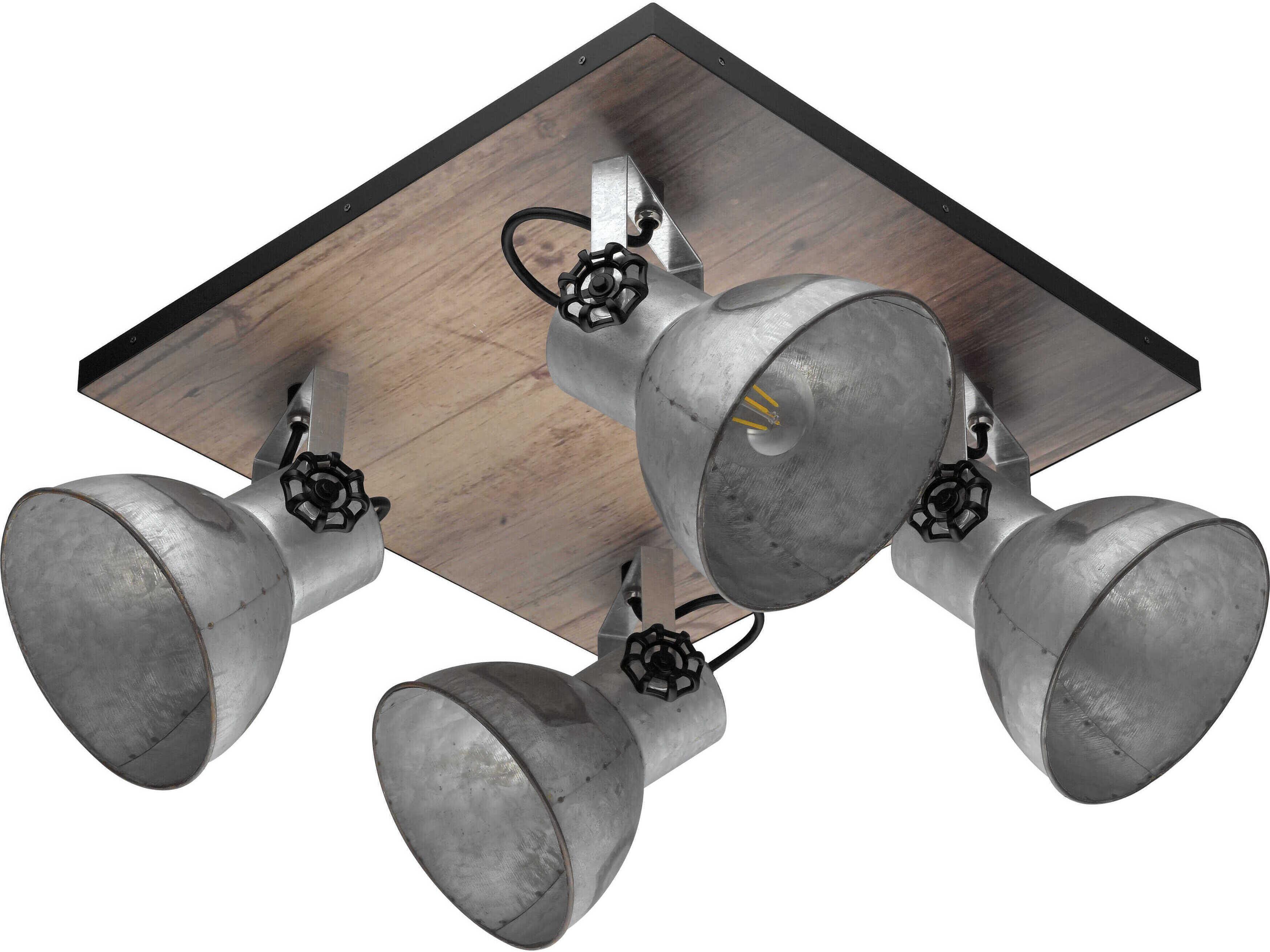 Eglo Barnstaple 4-Light Black Bleached Wood Steel Spot Light