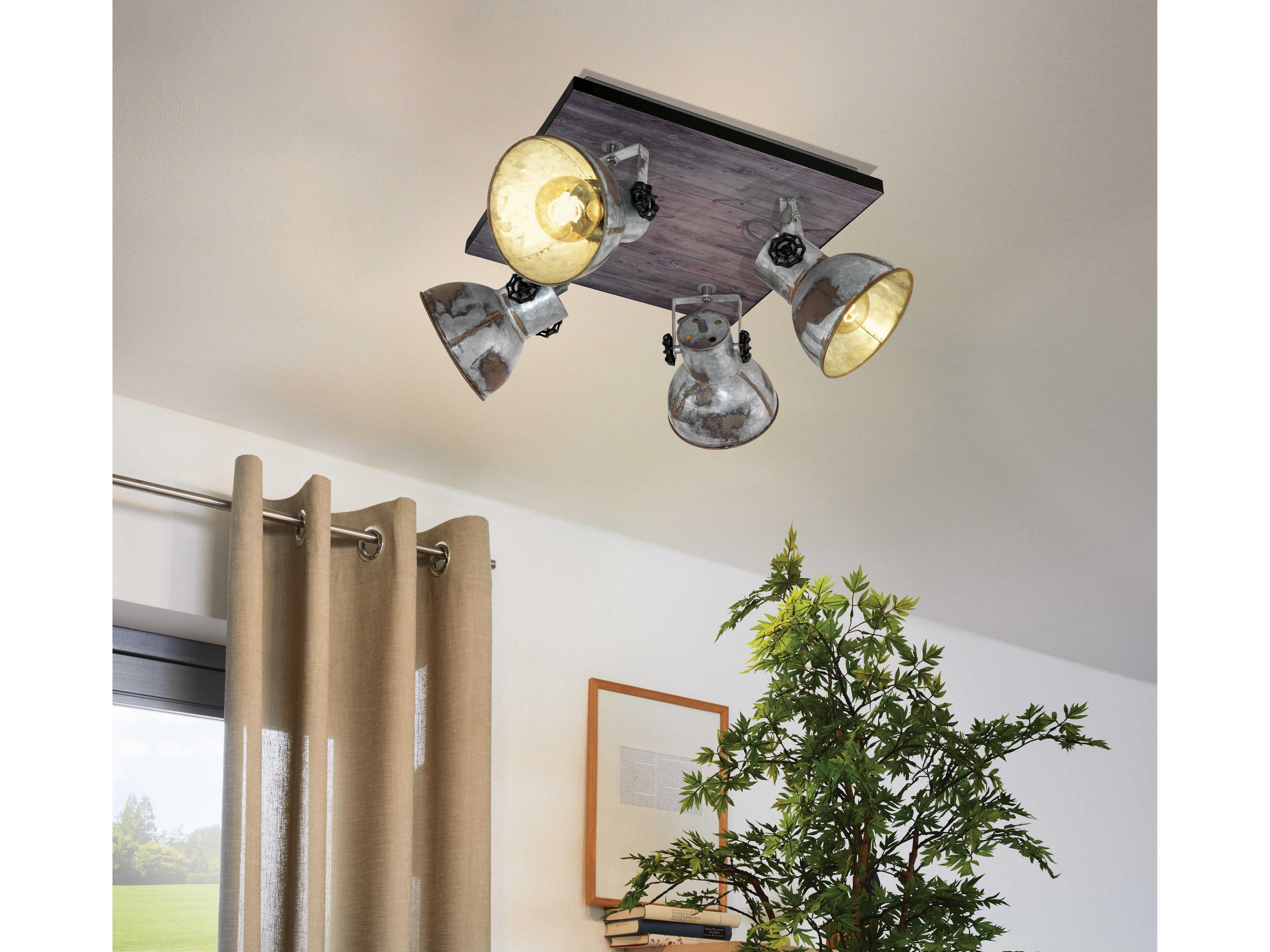 Eglo Barnstaple 4-Light Black Bleached Wood Steel Spot Light