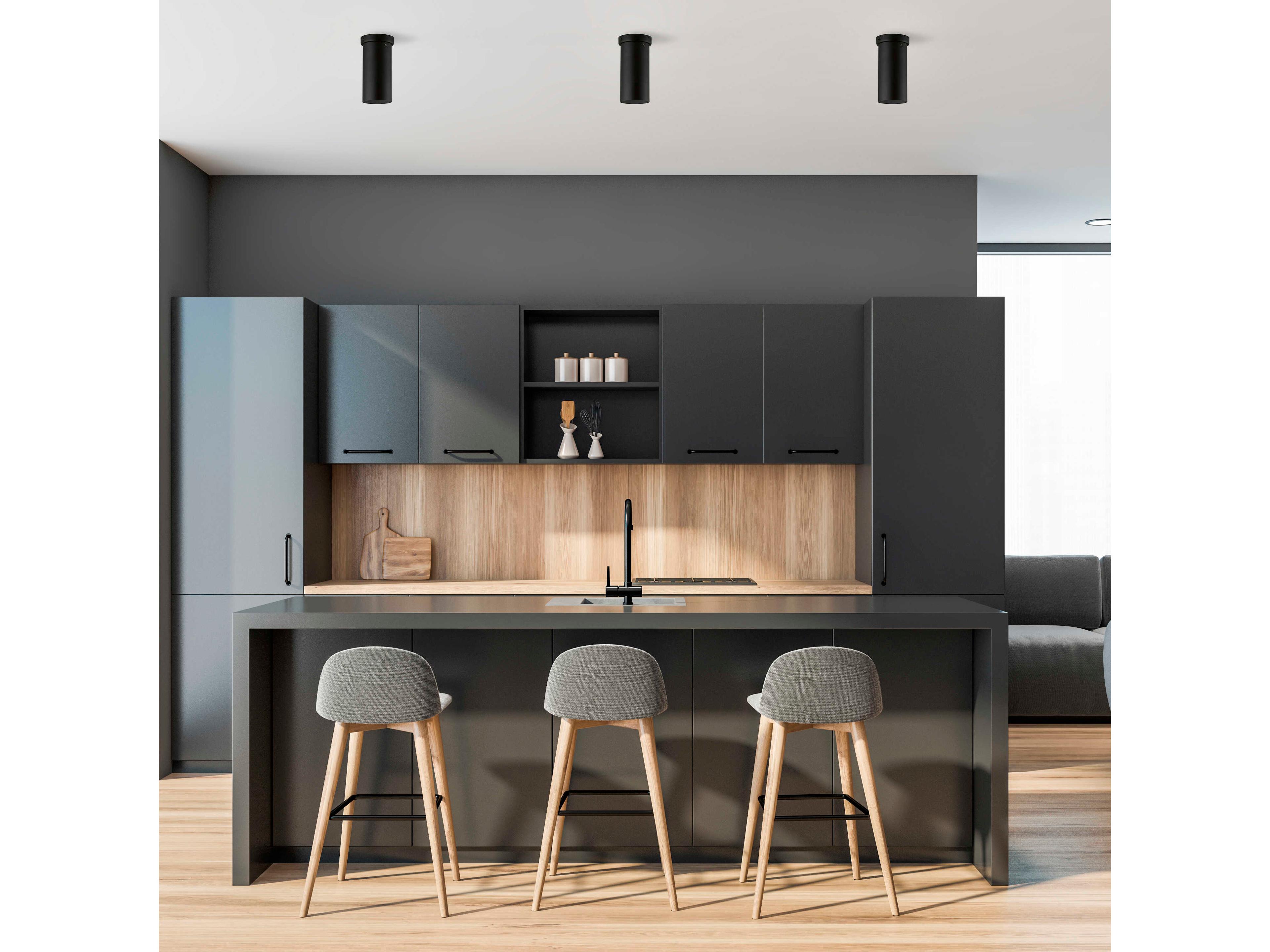 Eglo Tortoreto 1-Light Matte Black Cylinder Flush Mount