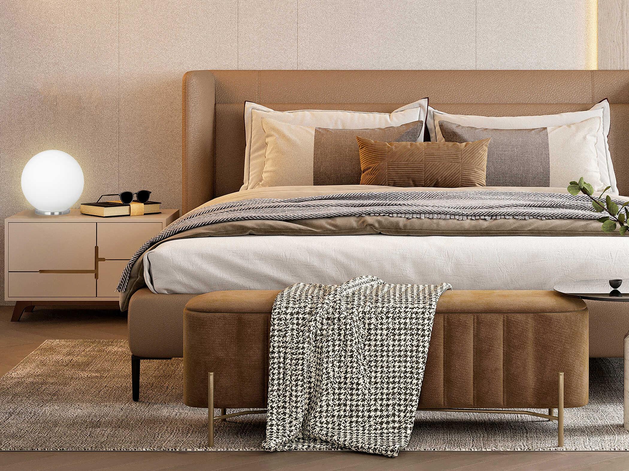 Eglo Rondo Silver Opal Frosted Glass Table Lamp