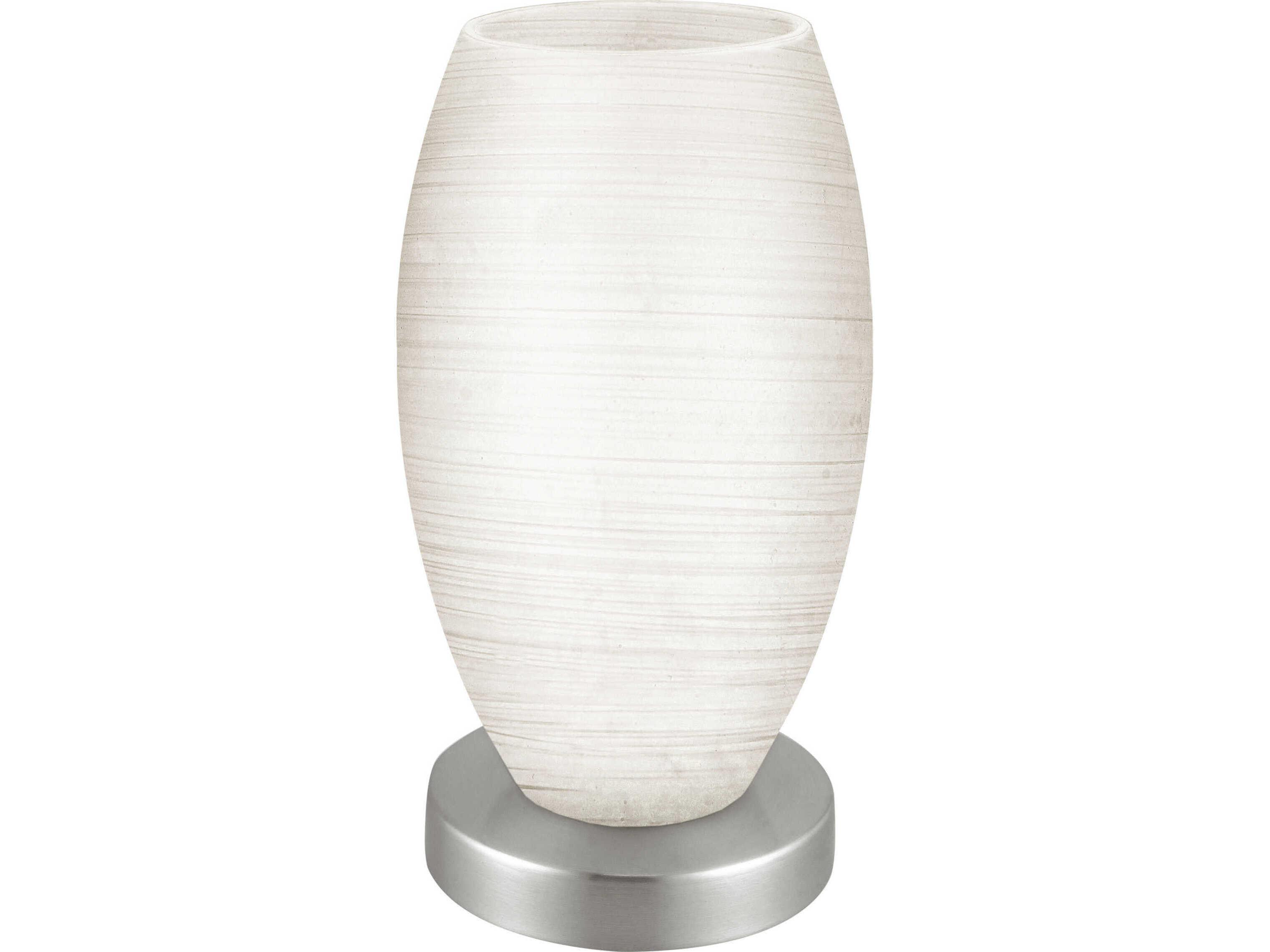 Eglo Batista Matte Nickel White Glass Table Lamp