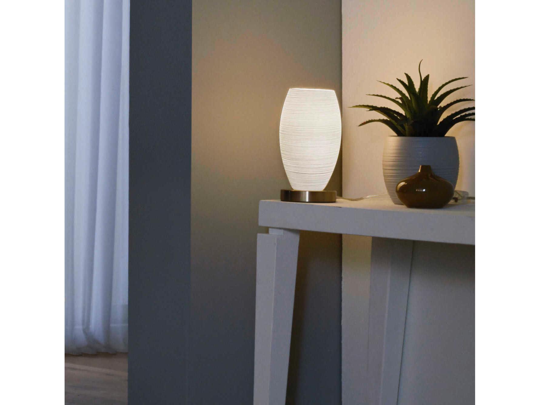 Eglo Batista Matte Nickel White Glass Table Lamp