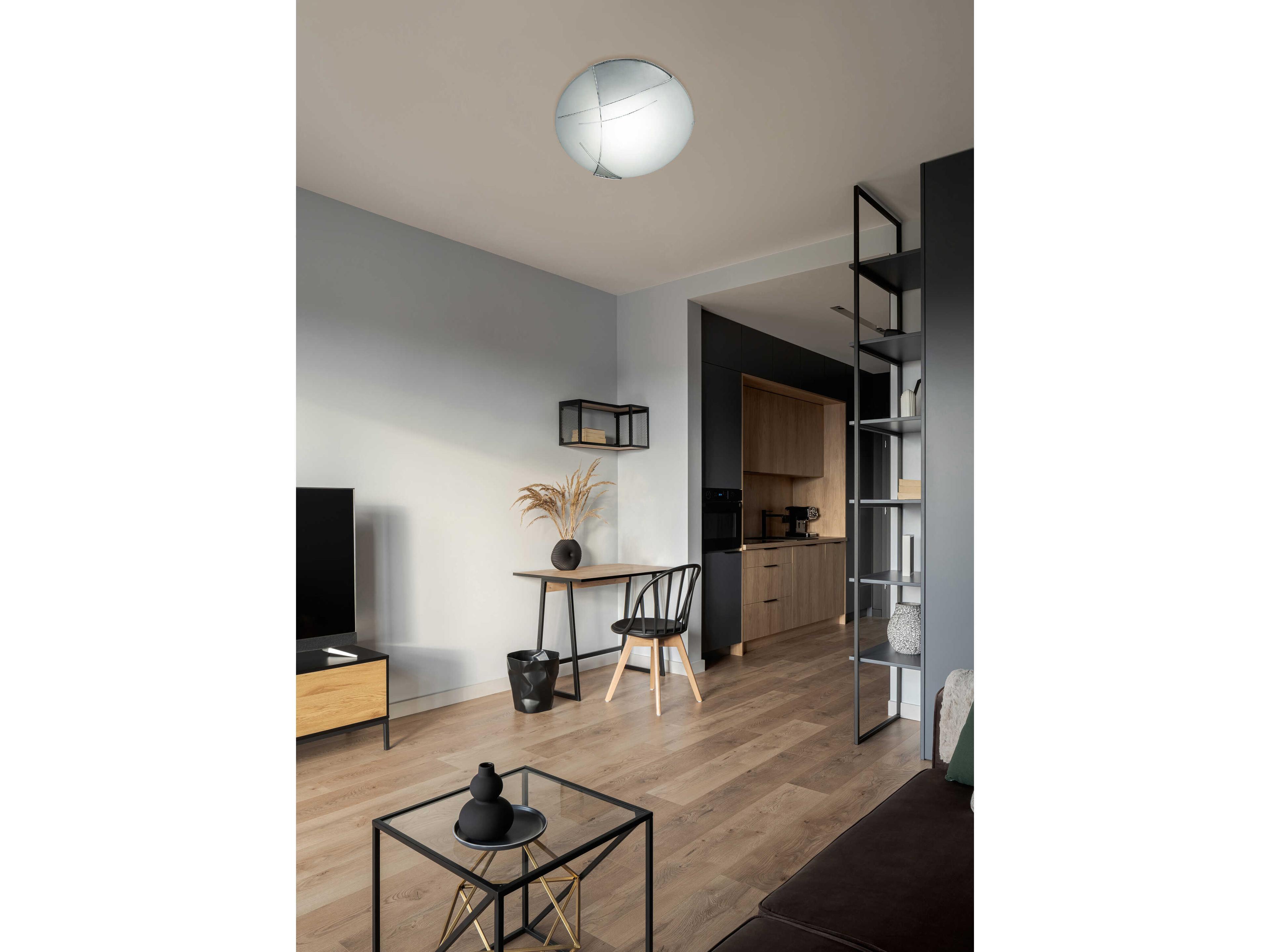 Eglo Raya 1-Light Chrome Satin Round Flush Mount