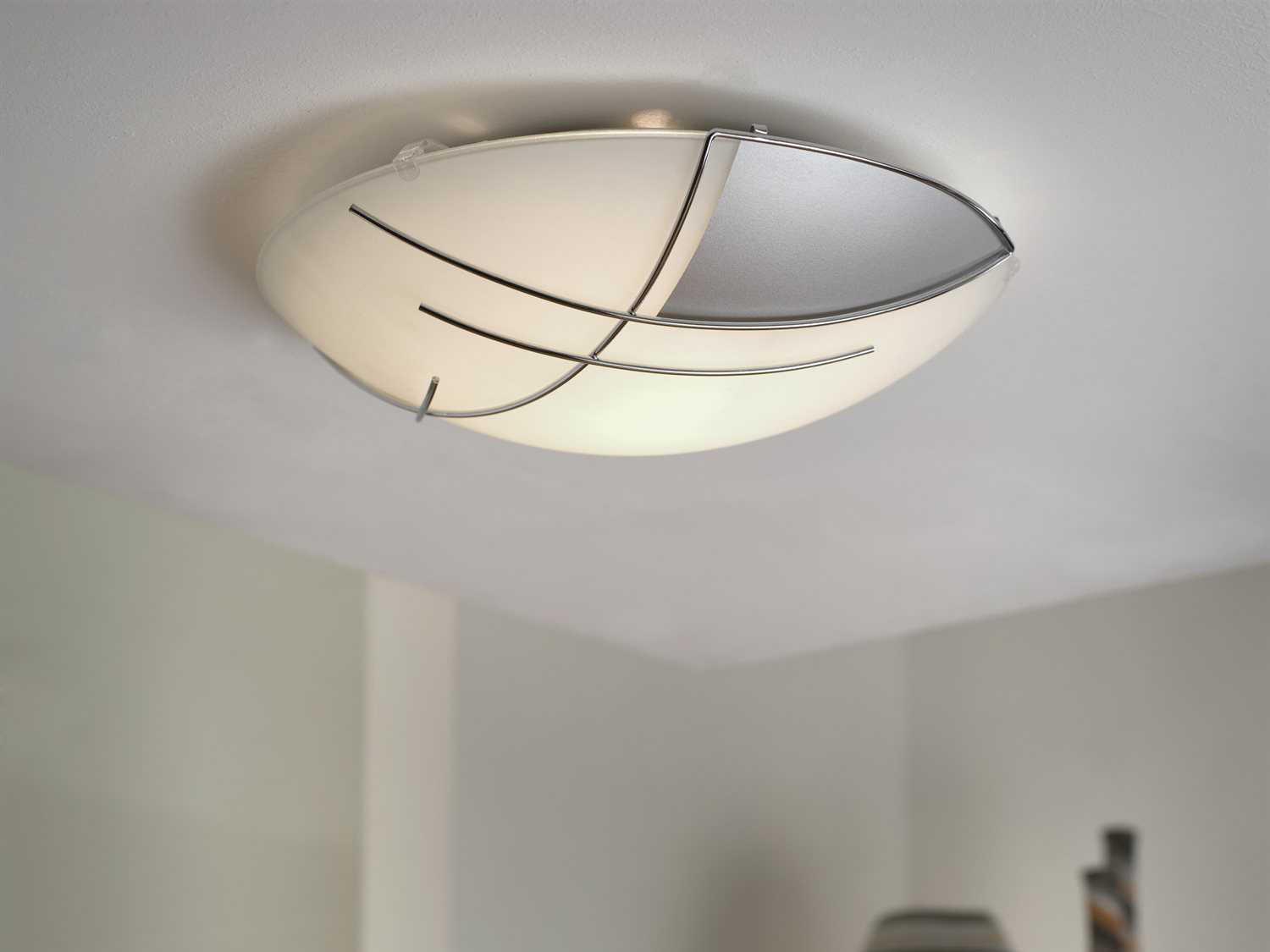 Eglo Raya 1-Light Chrome Satin Round Flush Mount