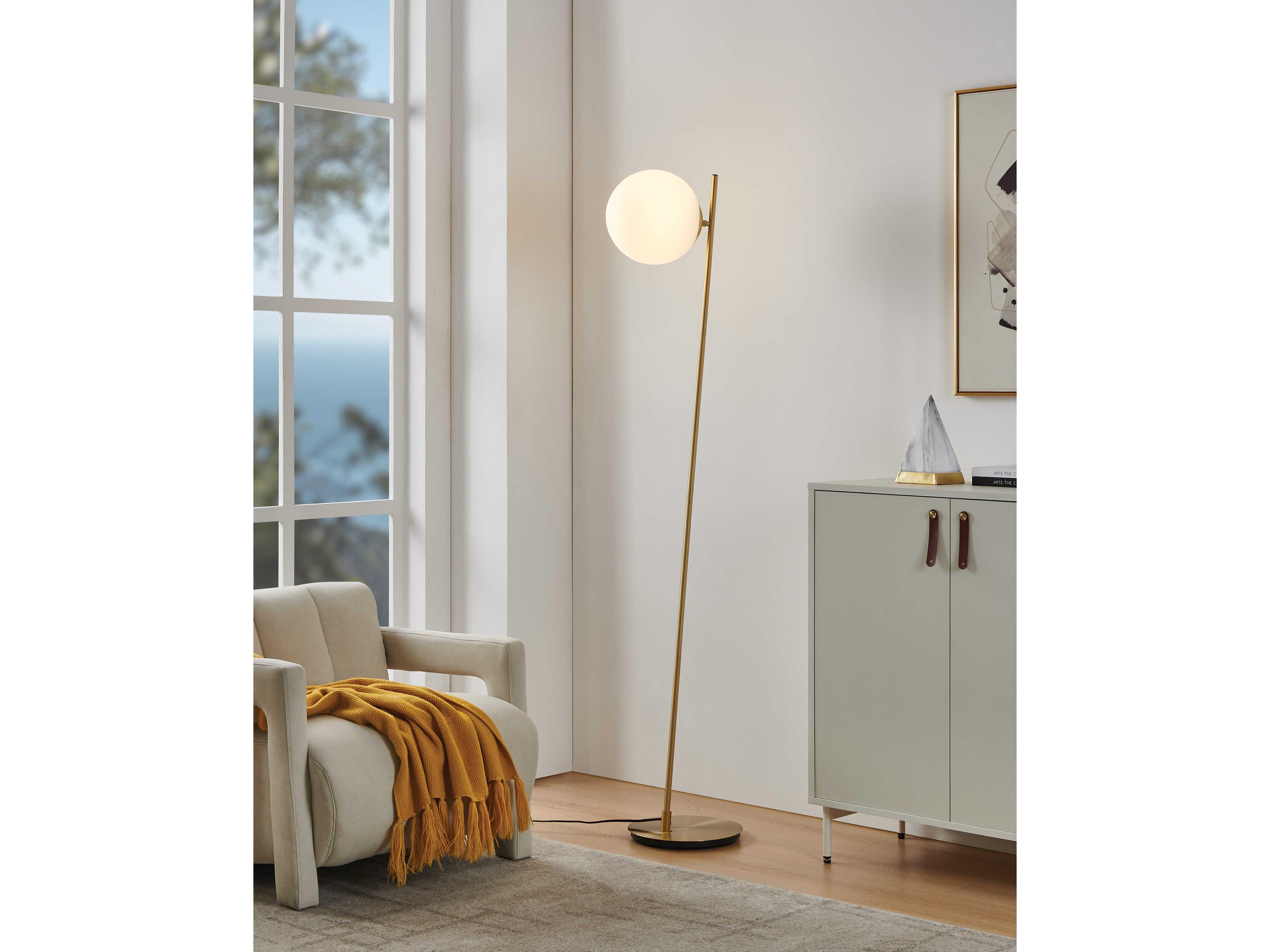Eglo Rondo Brushed Gold White Glass Floor Lamp