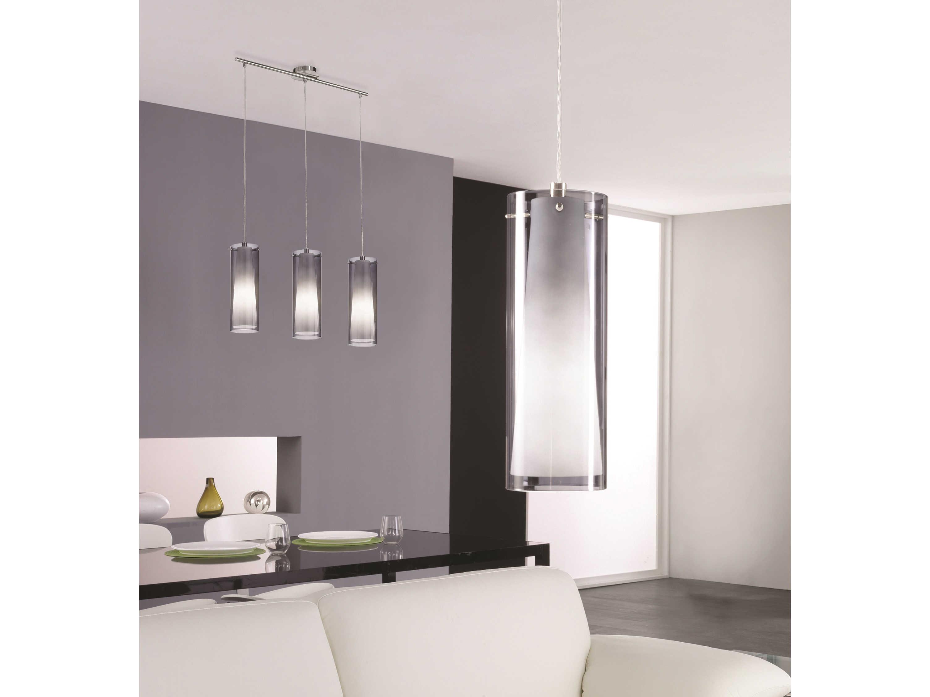 Eglo Pinto Nero 3-Light Matte Nickel Cylinder Island Pendant