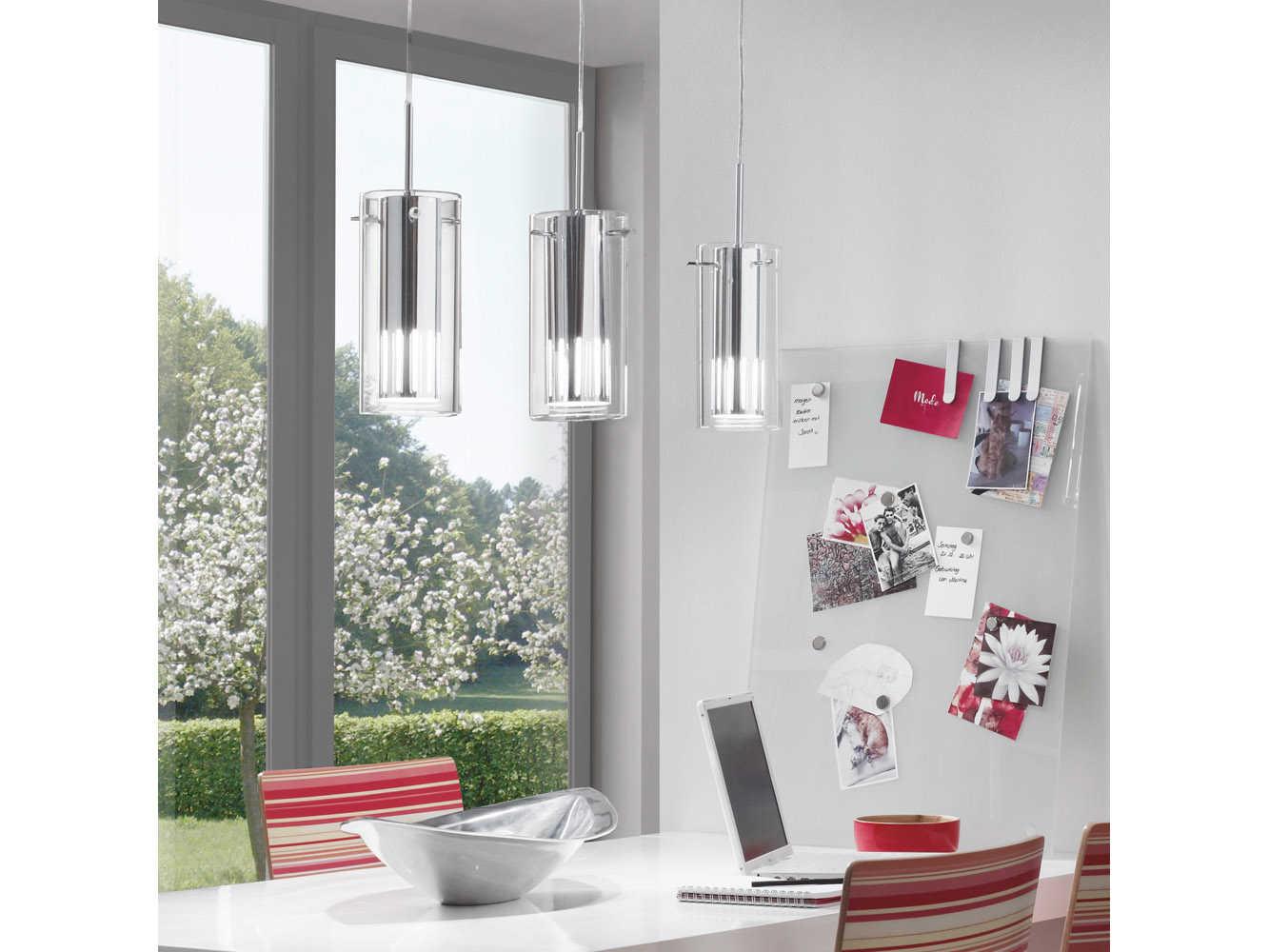 Eglo Pinto 1-Light Chrome Cylinder Mini Pendant