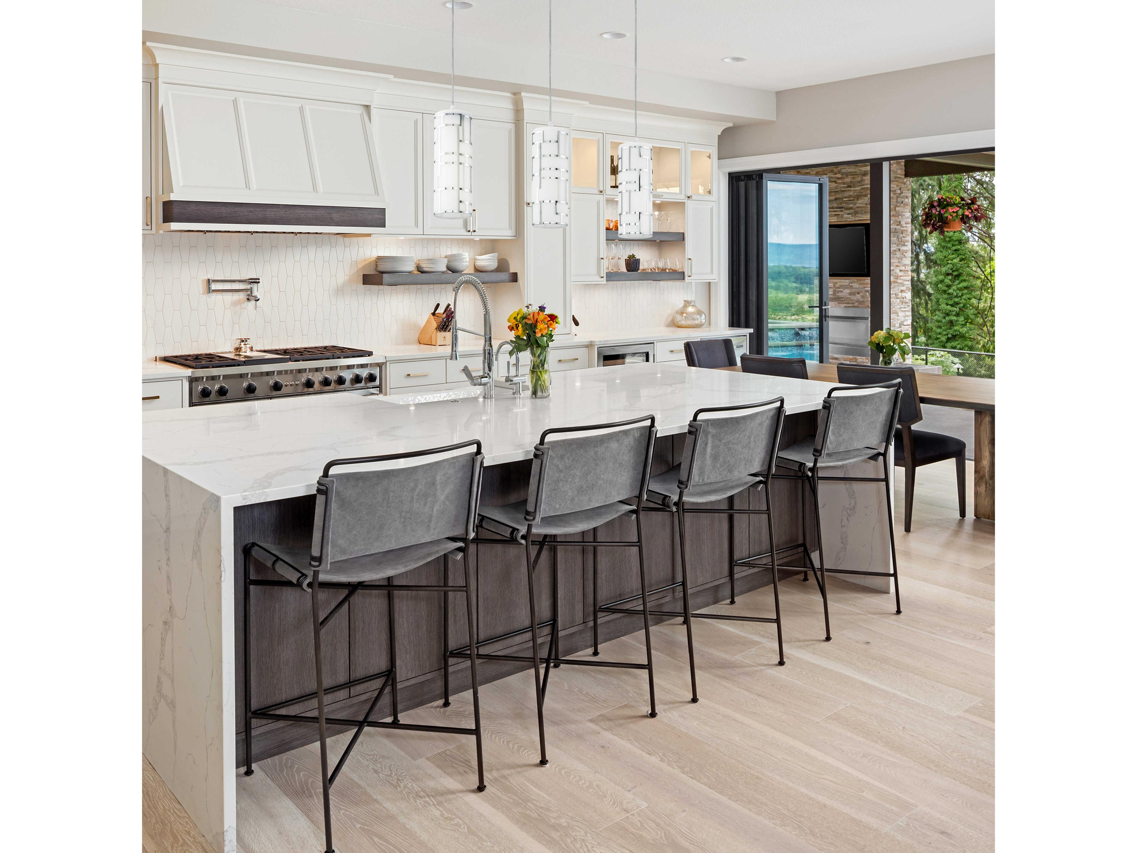 Eglo Bayman 3-Light Chrome Cylinder Island Pendant