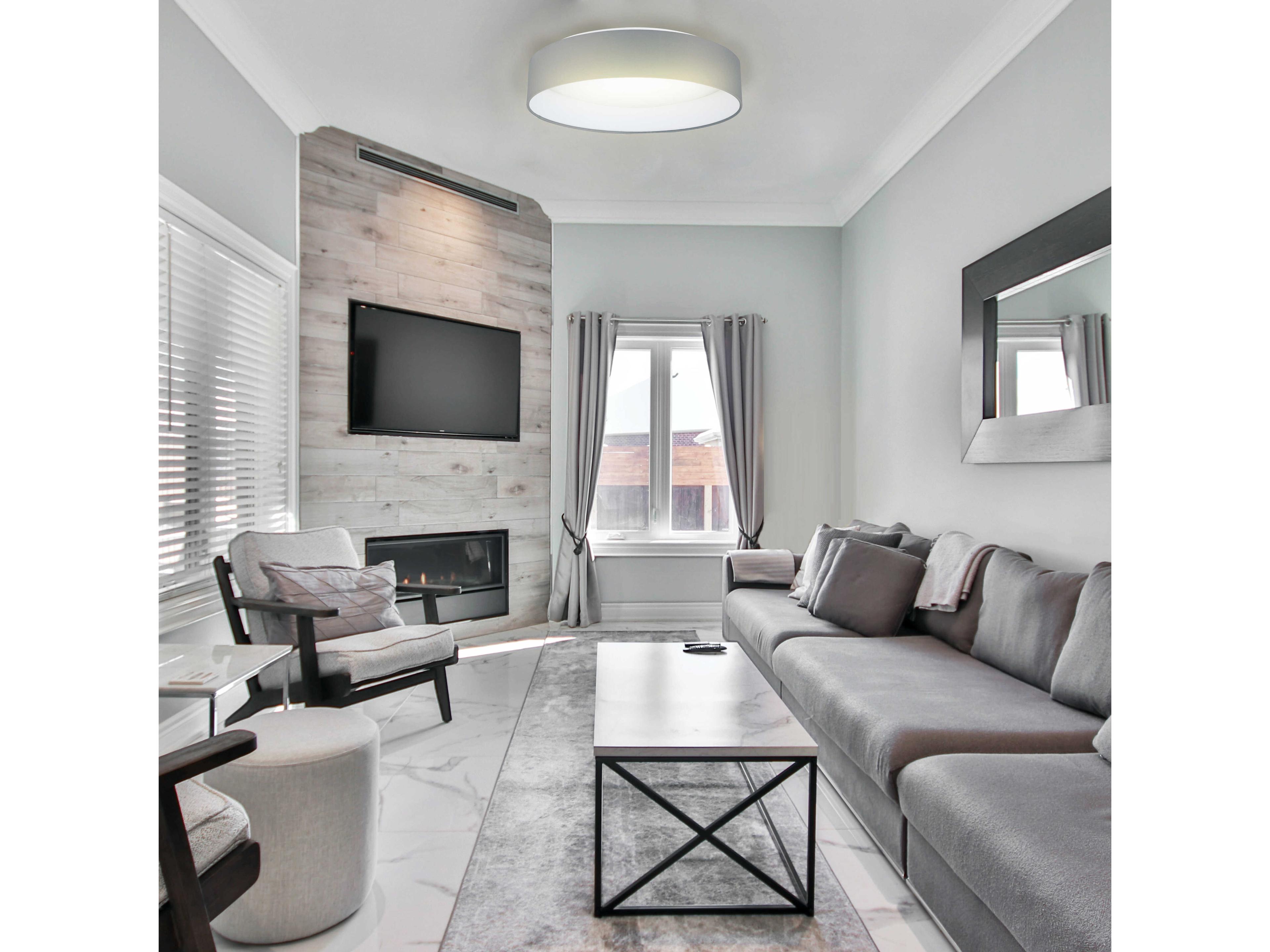 Eglo Palomaro 1-Light White Gray Round Flush Mount