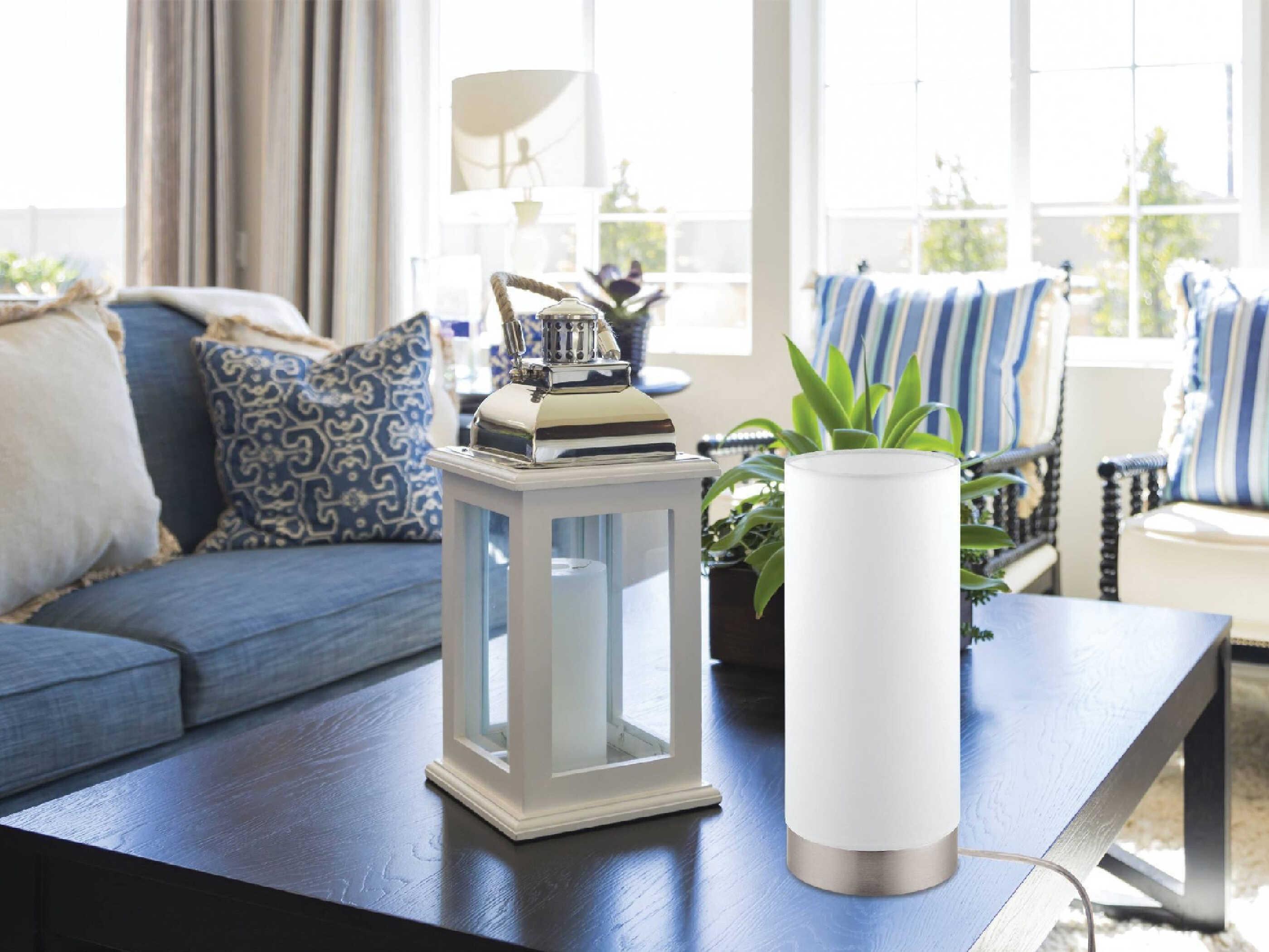 Eglo Pasteri Matte Nickel White Fabric Table Lamp