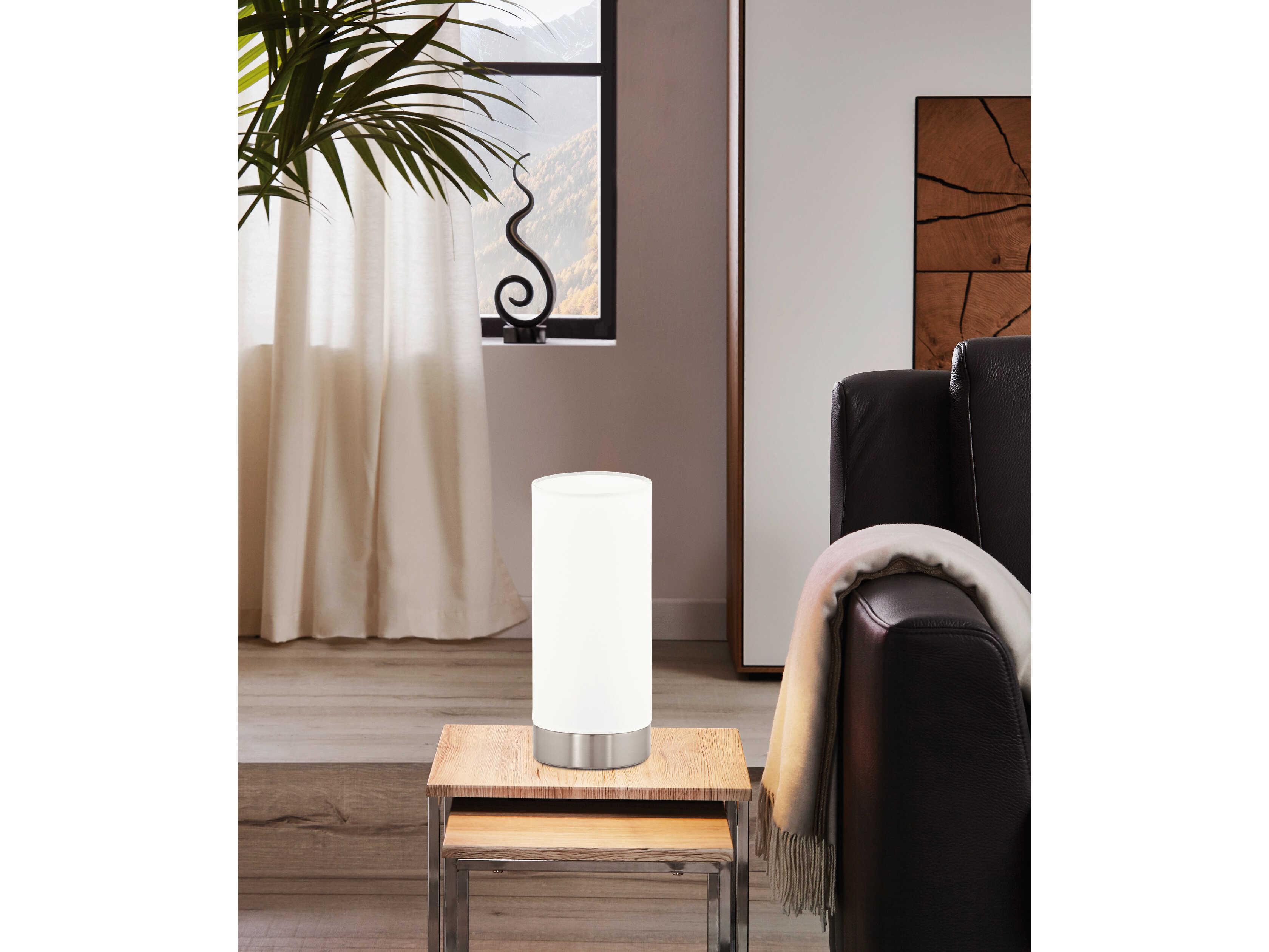 Eglo Pasteri Matte Nickel White Fabric Table Lamp