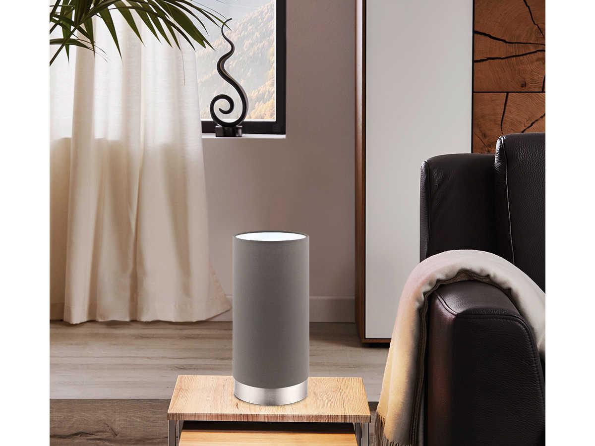 Eglo Pasteri Matte Nickel Taupe Fabric Table Lamp