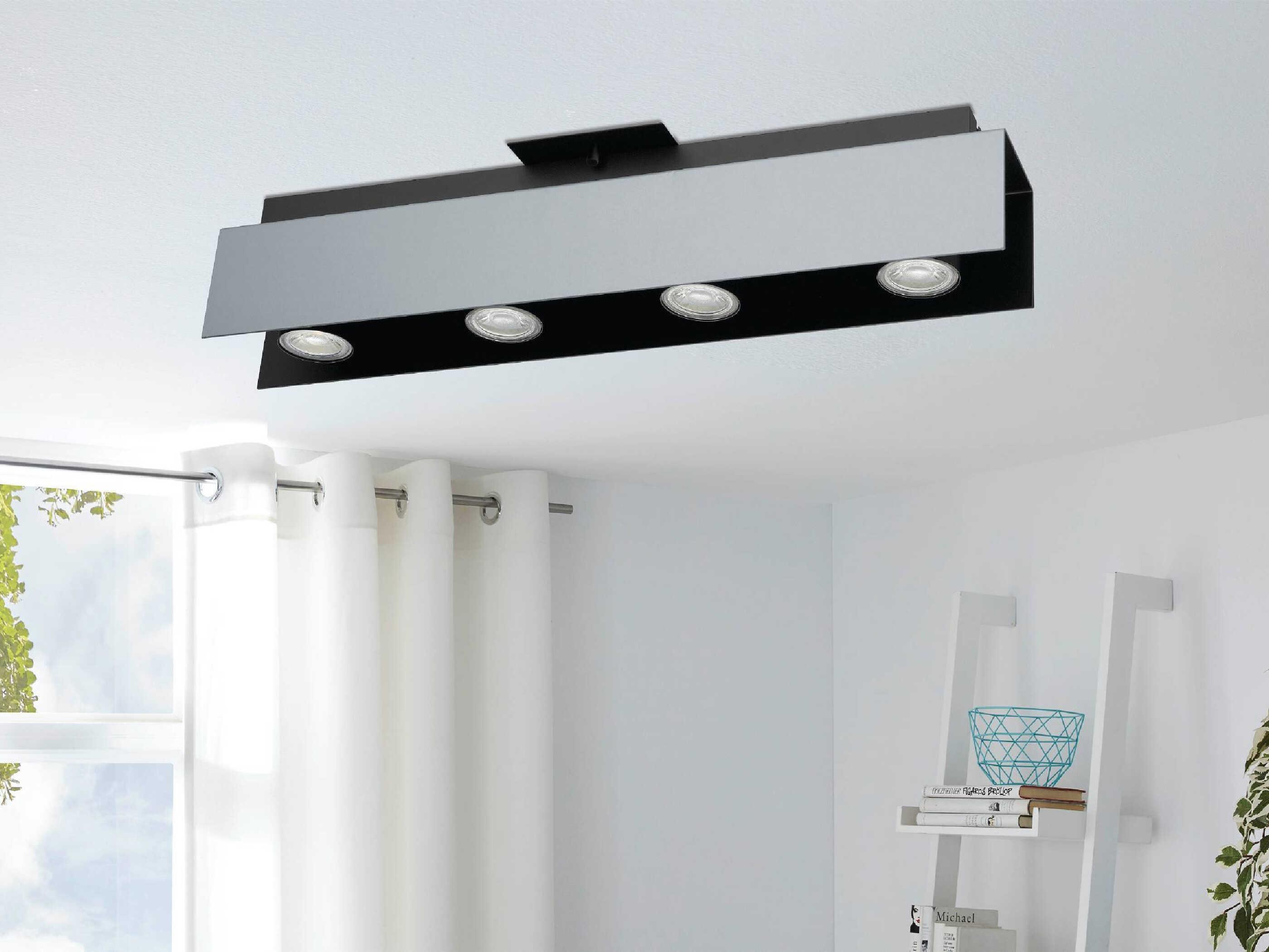 Eglo Viserba 4-Light Aluminum Black Linear Track & Rail Light