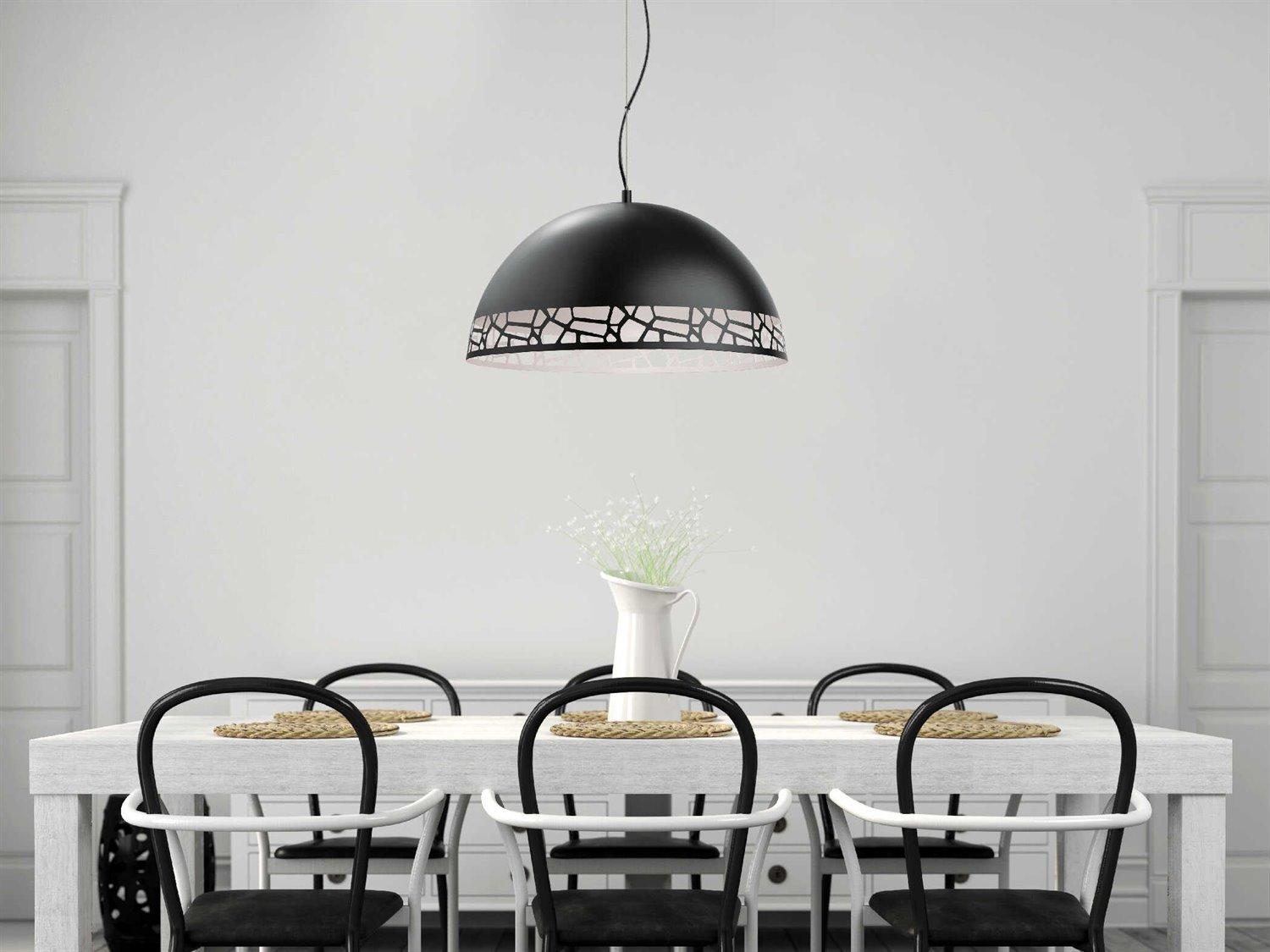 Eglo Savignano 1-Light Matte Black White Dome Pendant