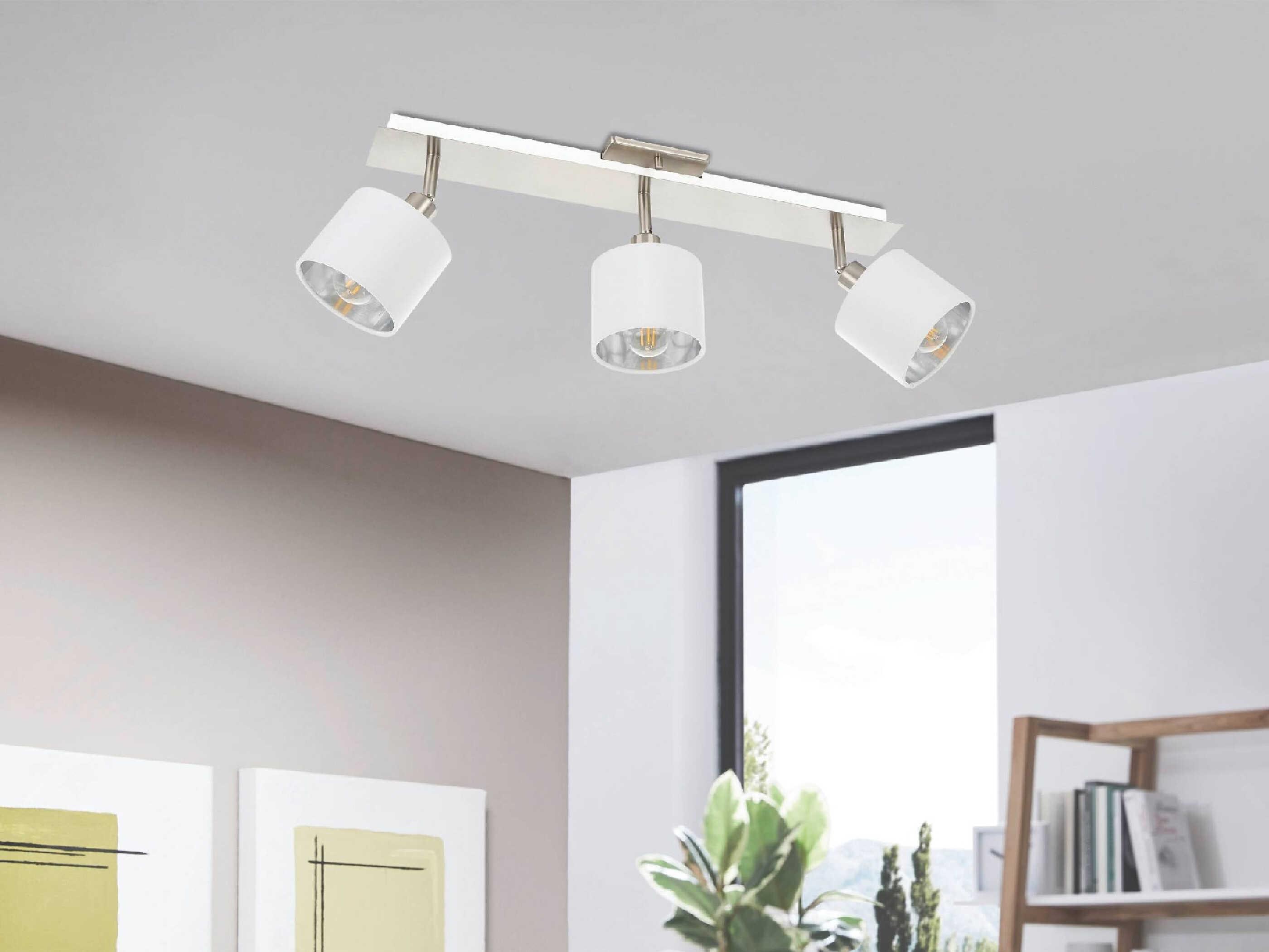 Eglo Valbiano 3-Light Matte Nickel White Drum Track & Rail Light