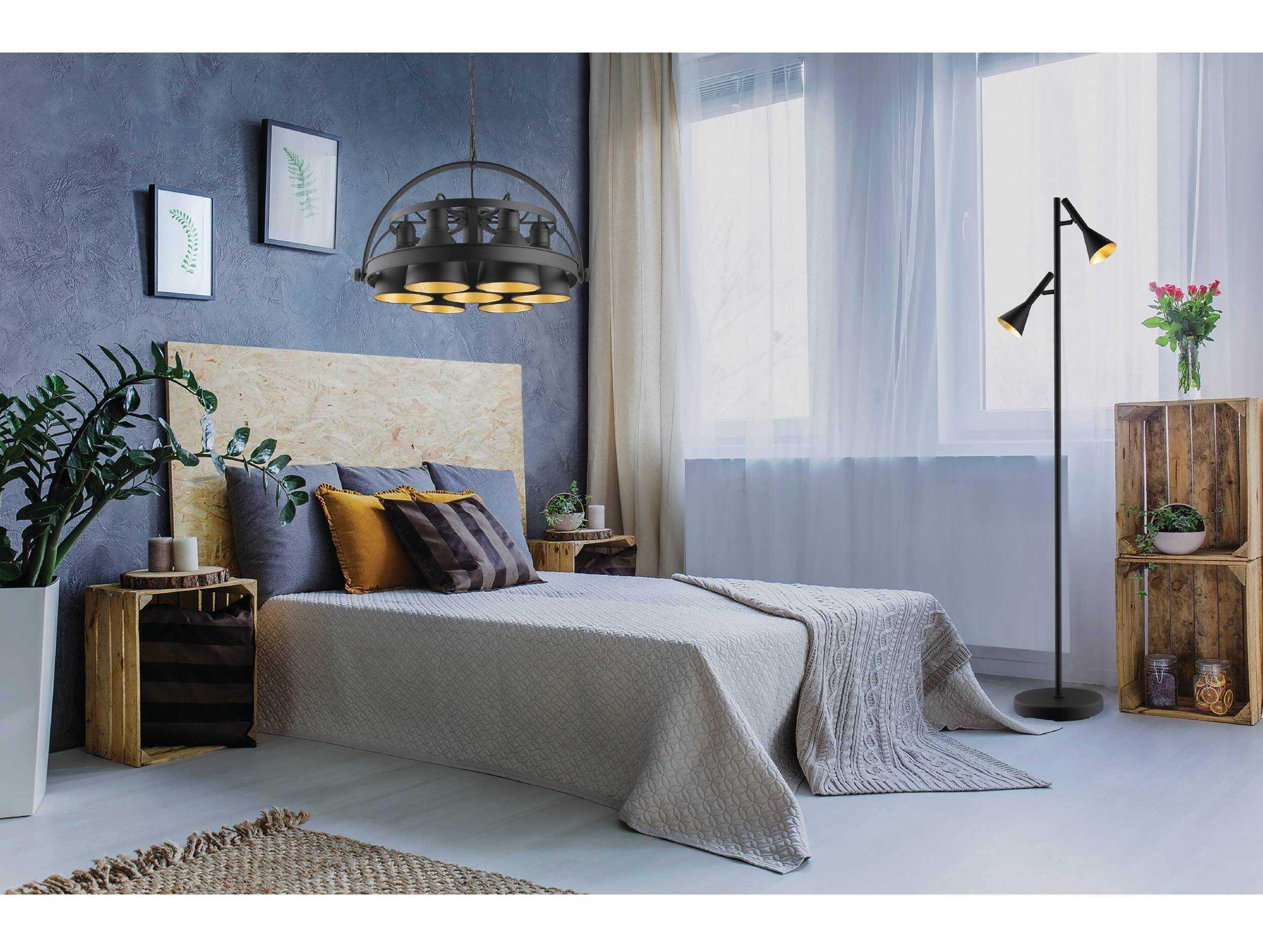 Eglo Cortaderas Black Gold Metal Floor Lamp