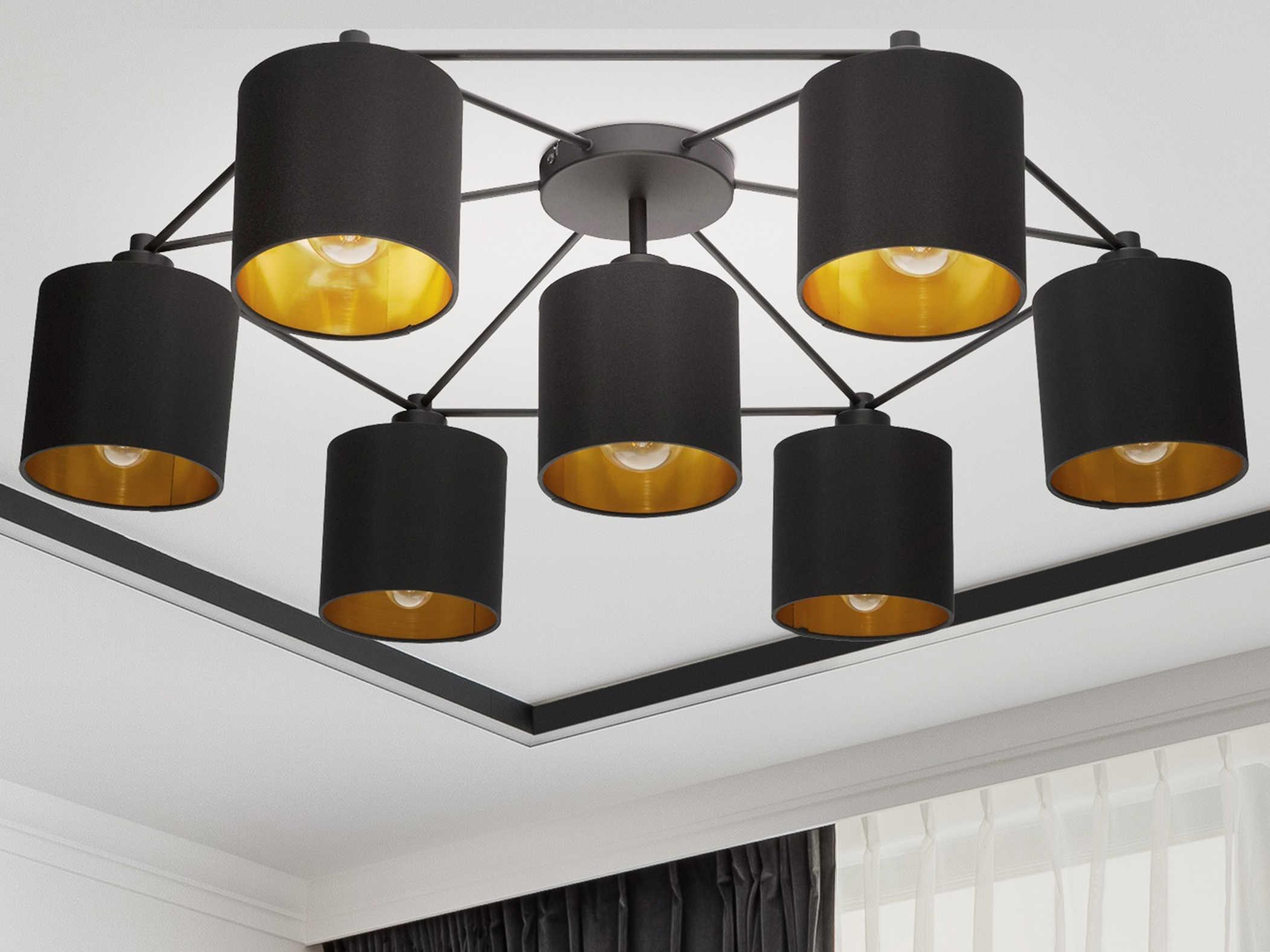 Eglo Staiti 7-Light Black Cylinder Flush Mount