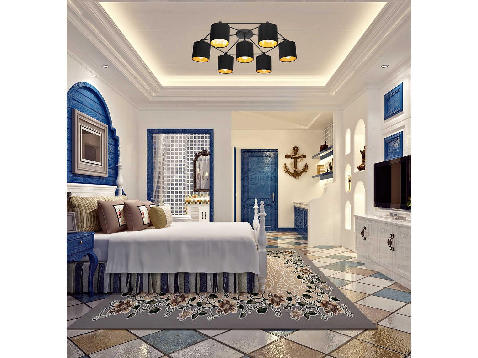 Eglo Staiti 7-Light Black Cylinder Flush Mount