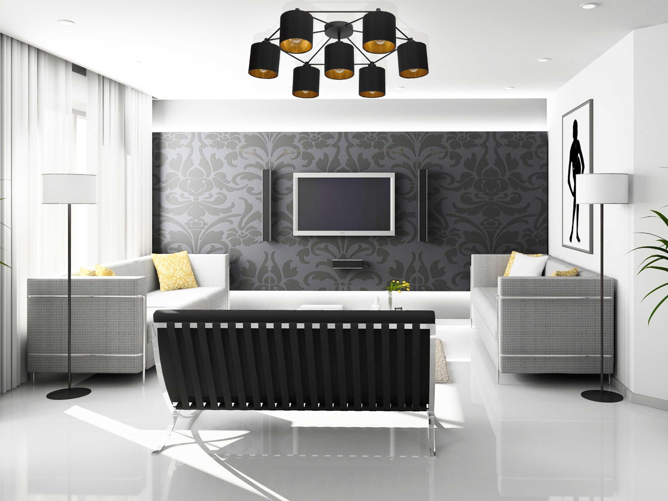 Eglo Staiti 7-Light Black Cylinder Flush Mount