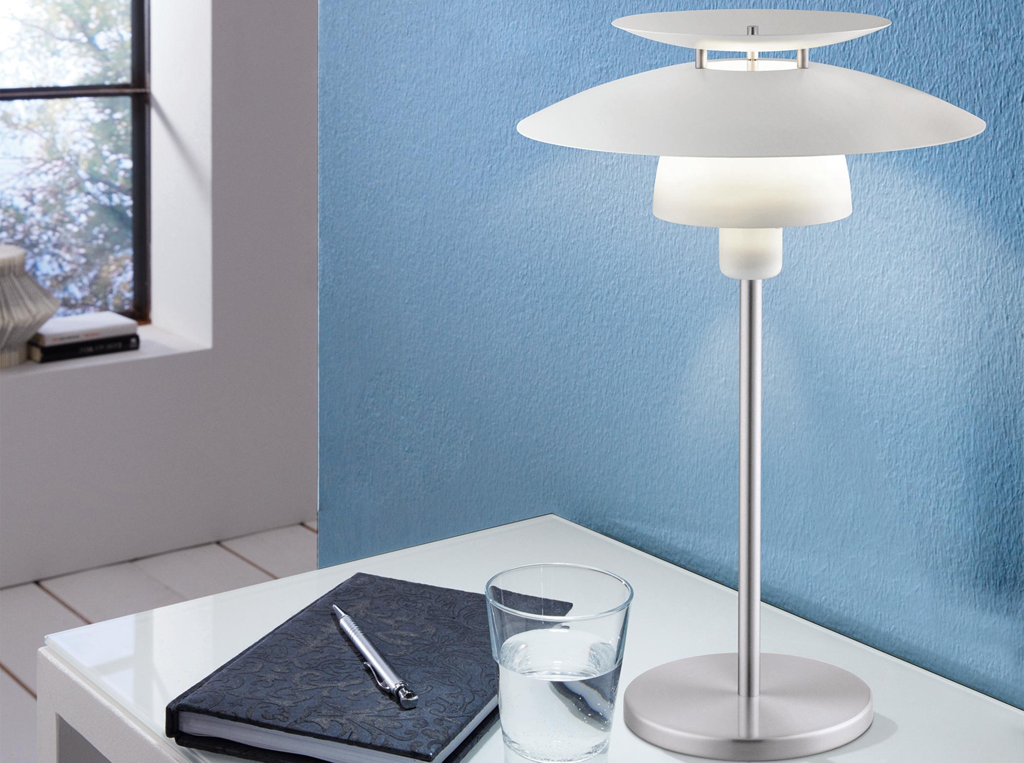Eglo Brenda Satin Nickel White Metal Table Lamp