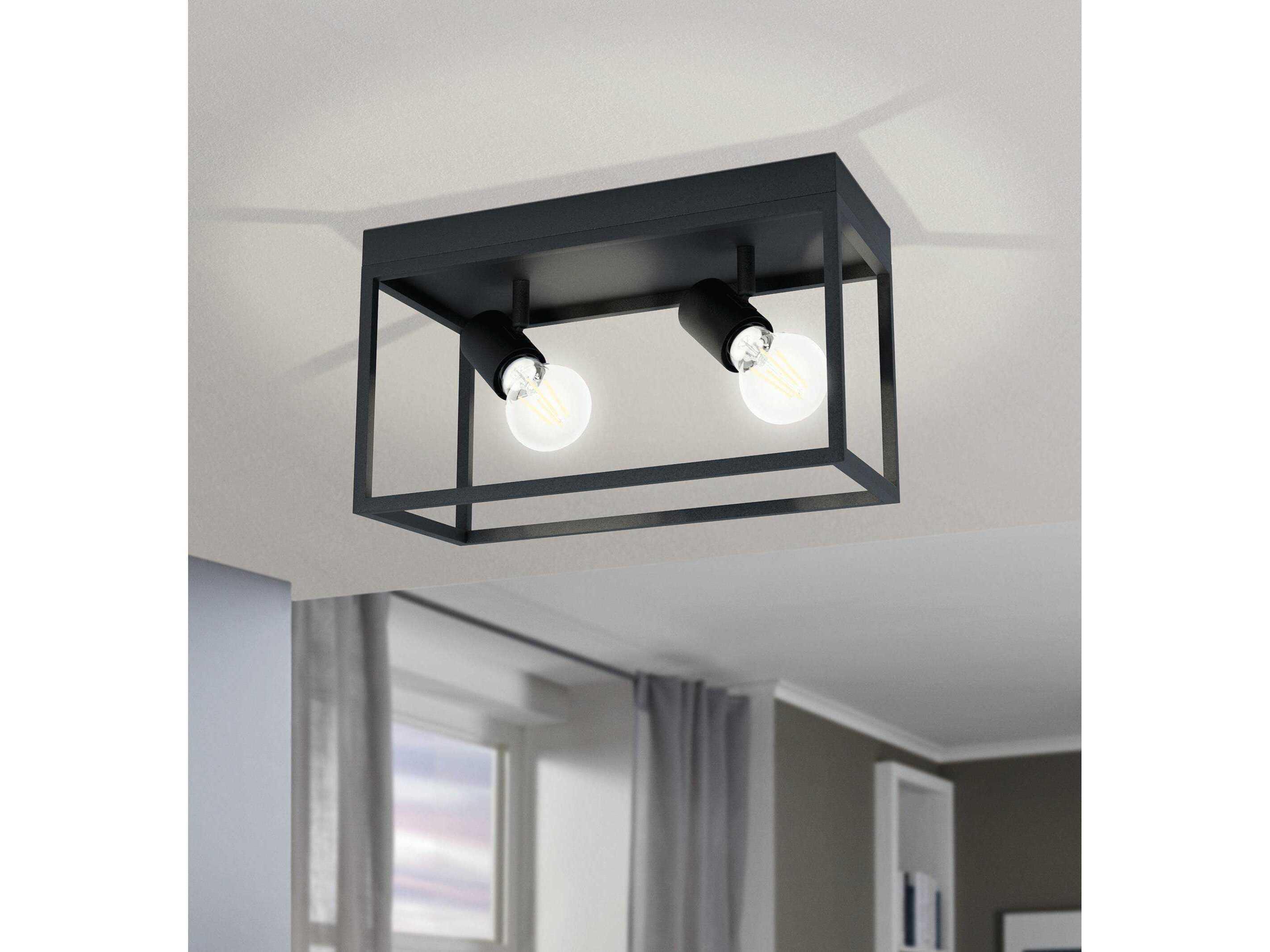 Eglo Silentina 2-Light Black Flush Mount