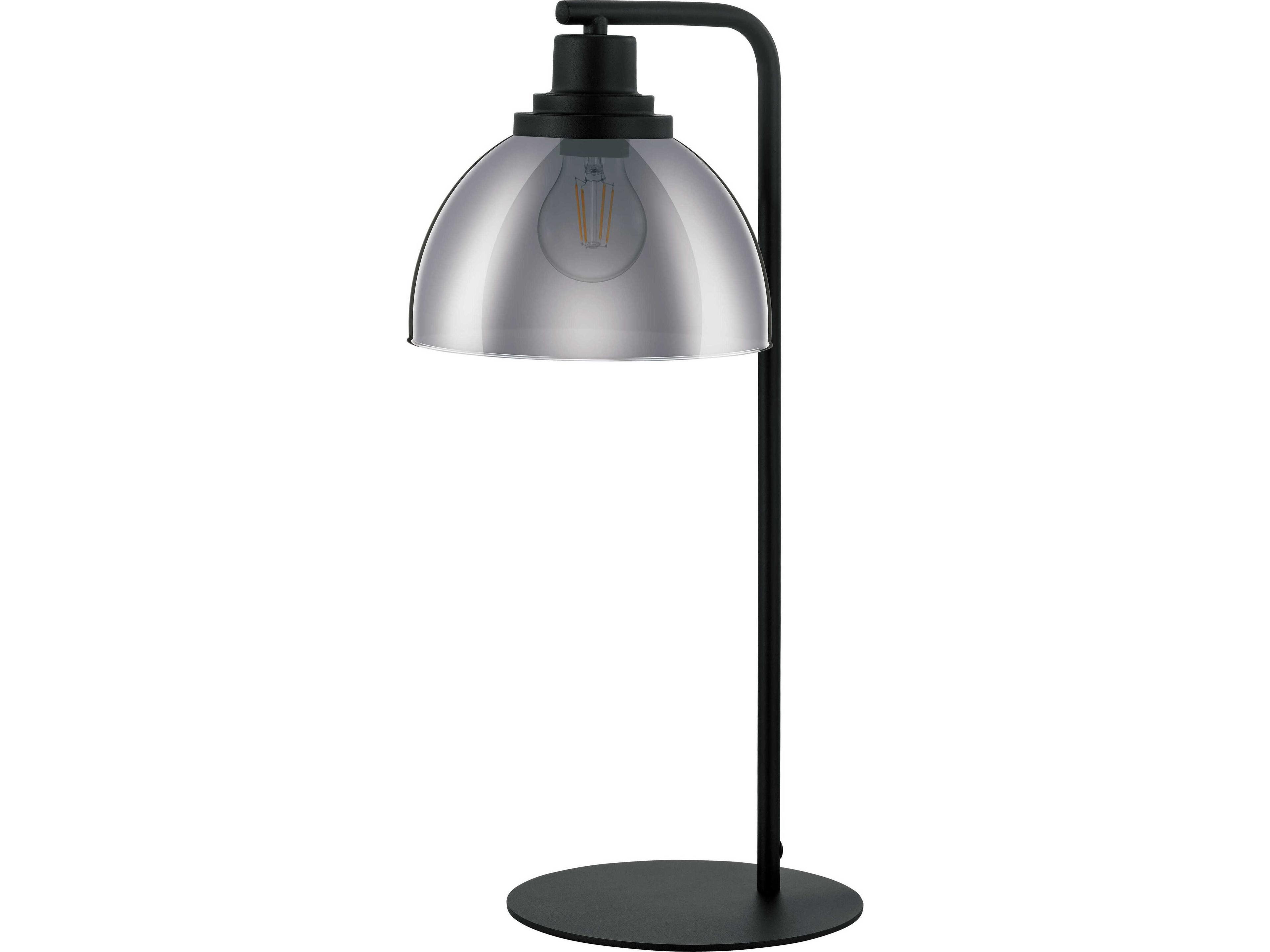 Eglo Belser Black Metallic Smoked Glass Table Lamp