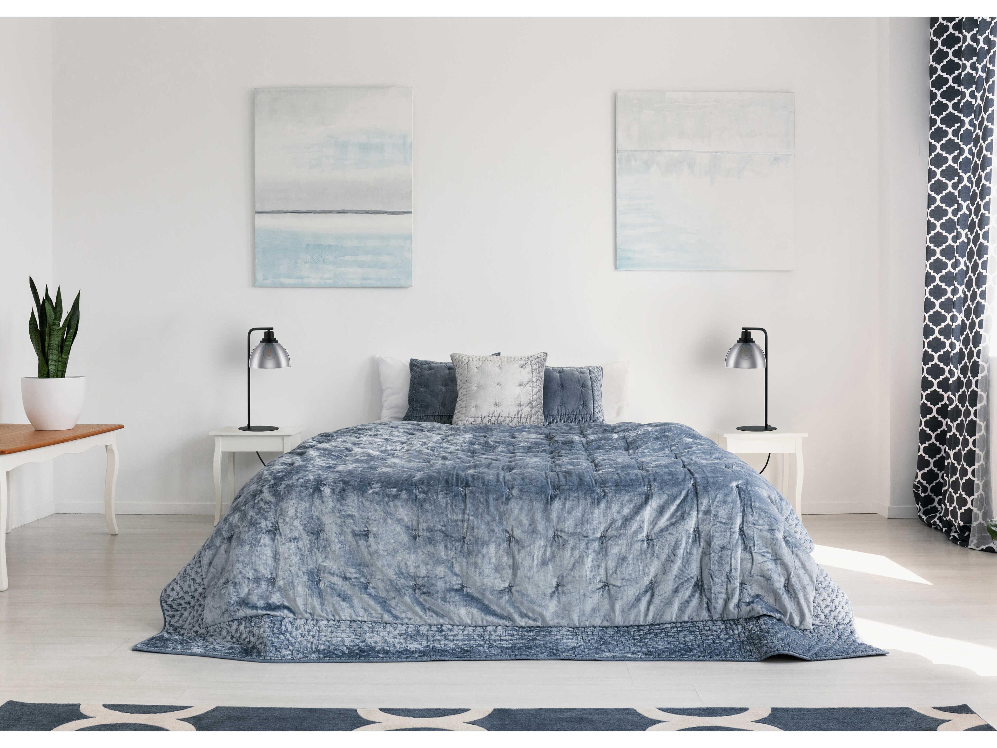 Eglo Belser Black Metallic Smoked Glass Table Lamp