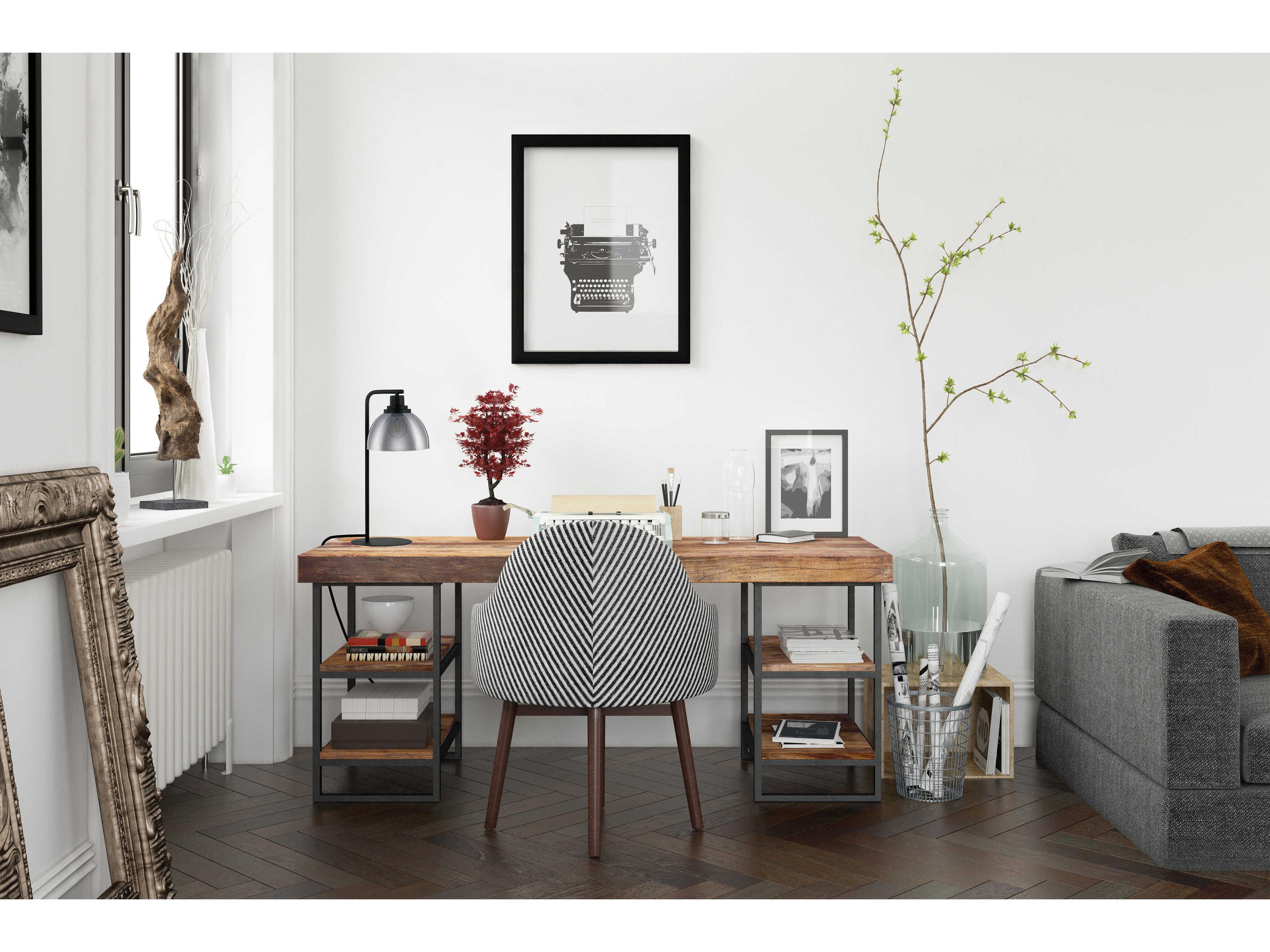 Eglo Belser Black Metallic Smoked Glass Table Lamp