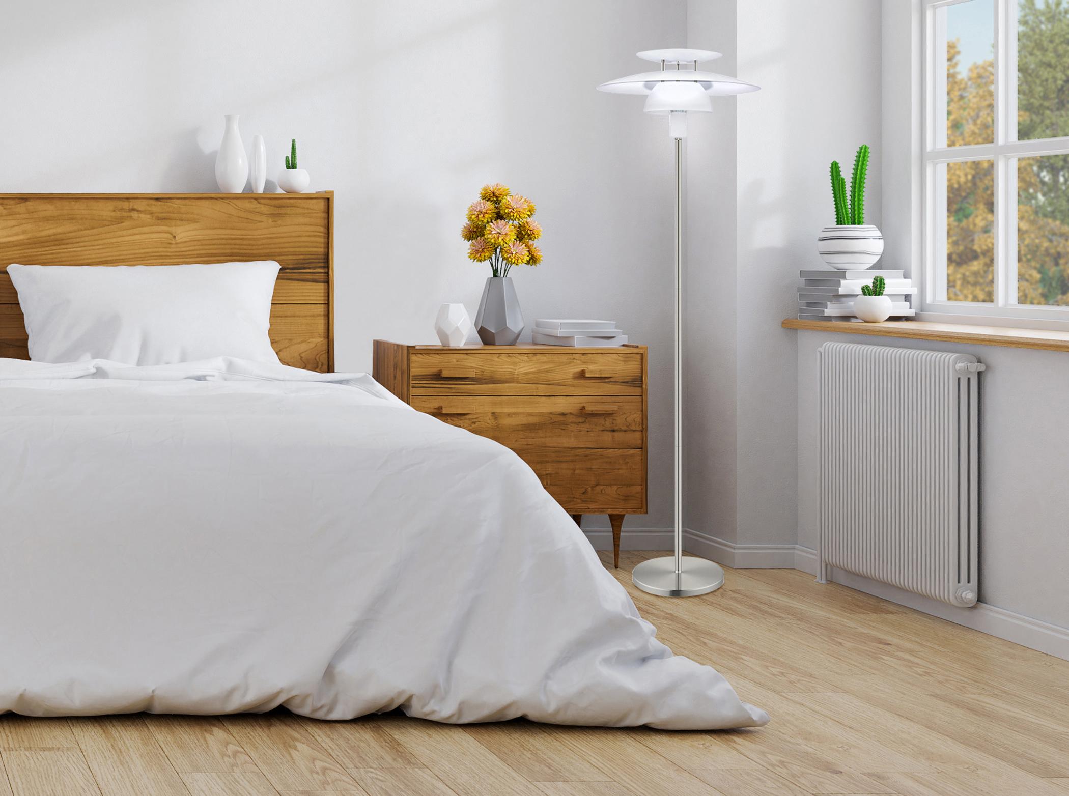 Eglo Brenda Satin Nickel White Metal Floor Lamp