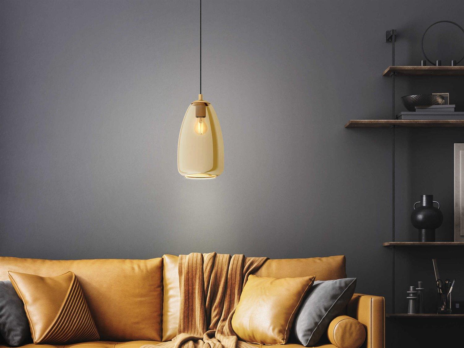 Eglo Alobrase 1-Light Brushed Gold Bell Mini Pendant