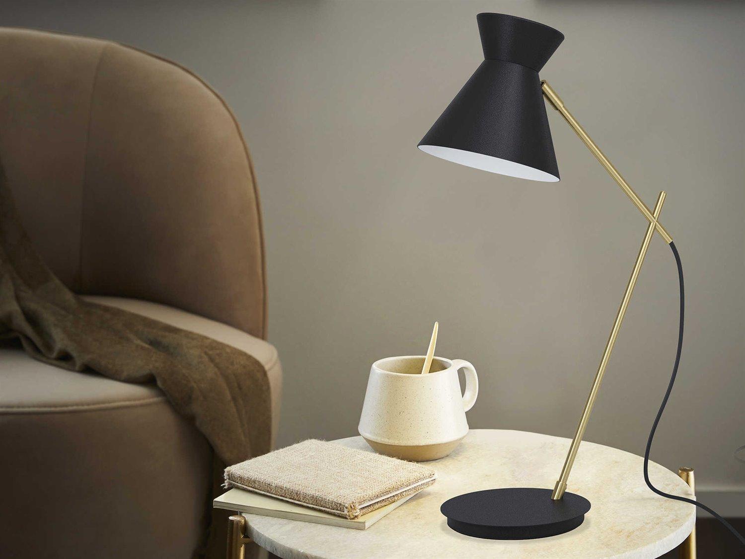 Eglo Amezaga Structured Black Brushed Brass Desk Lamp