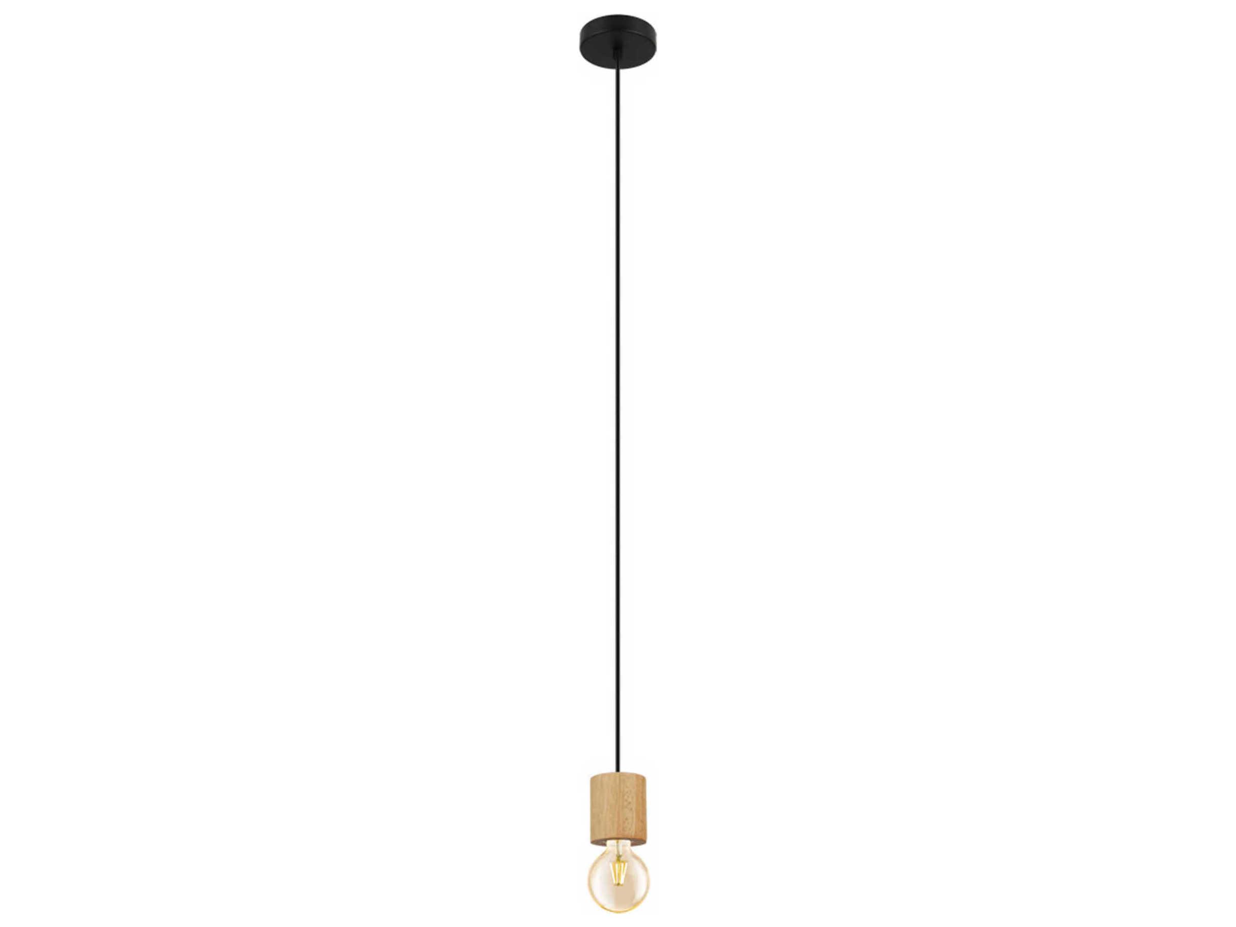 Eglo Turialdo 1-Light Black Natural Wood Mini Pendant