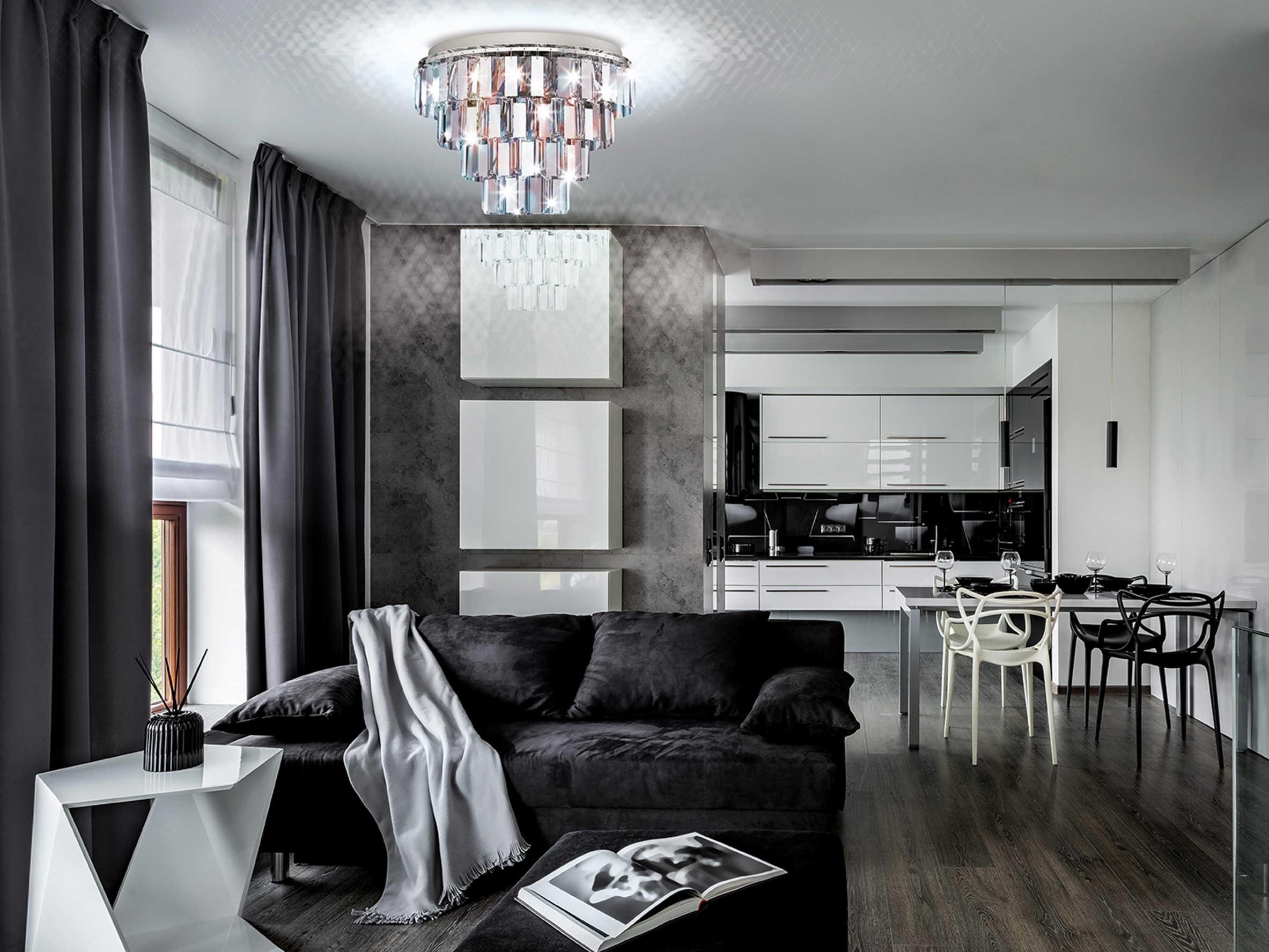 Eglo Erseka 7-Light Chrome Tiered Flush Mount