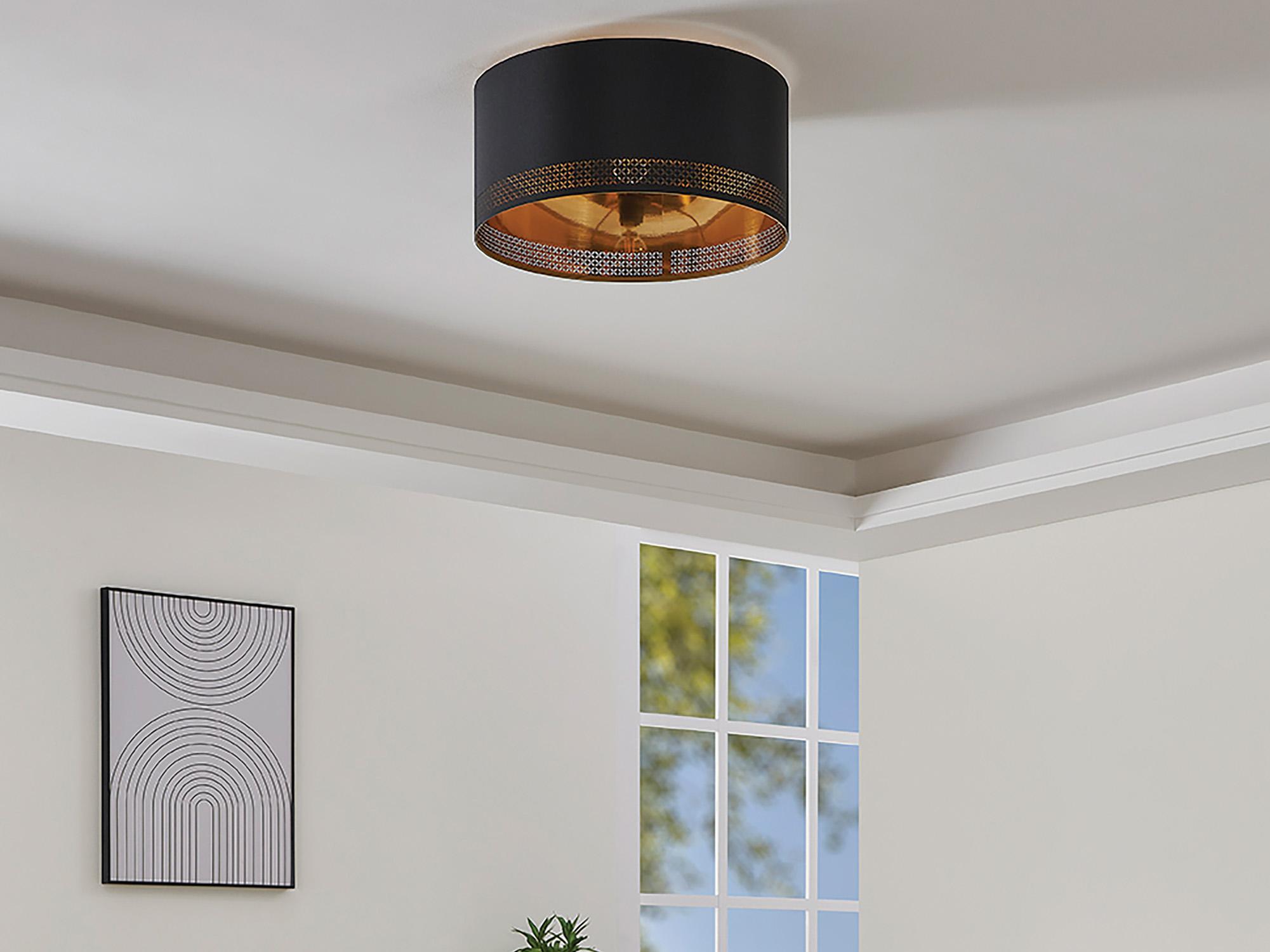 Eglo Esteperra 1-Light Black Drum Flush Mount