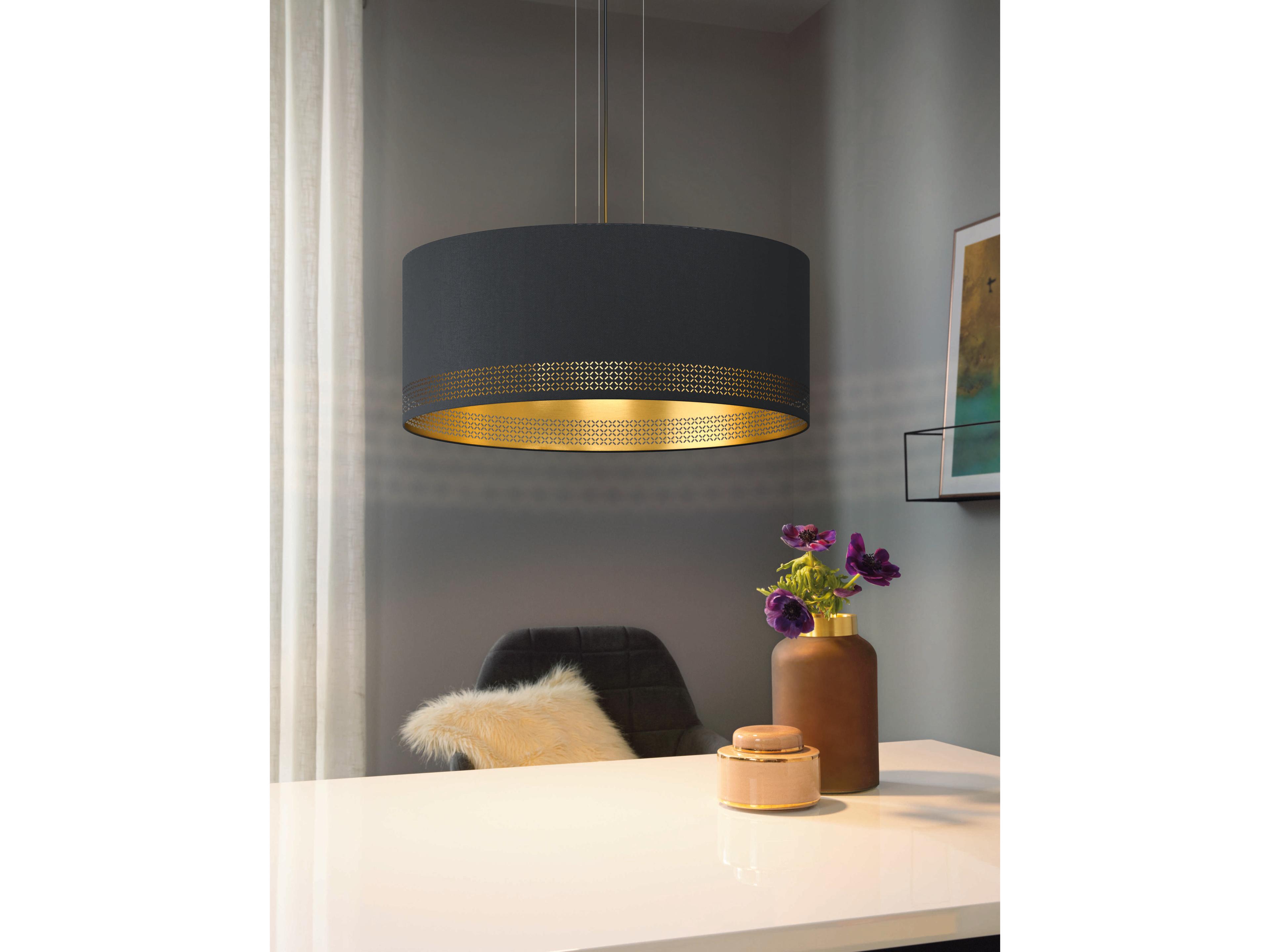 Eglo Esteperra 1-Light Black Drum Pendant