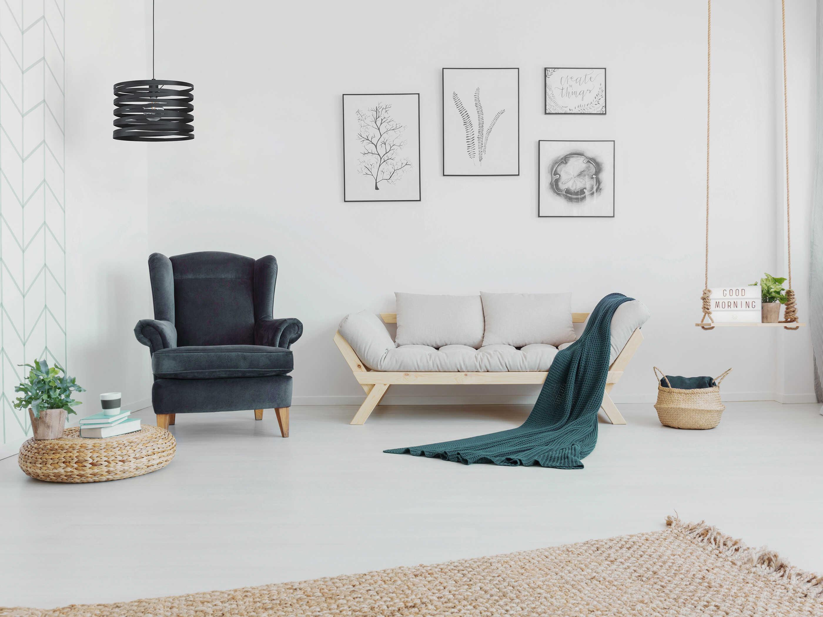 Eglo Cremella 1-Light Black Drum Pendant