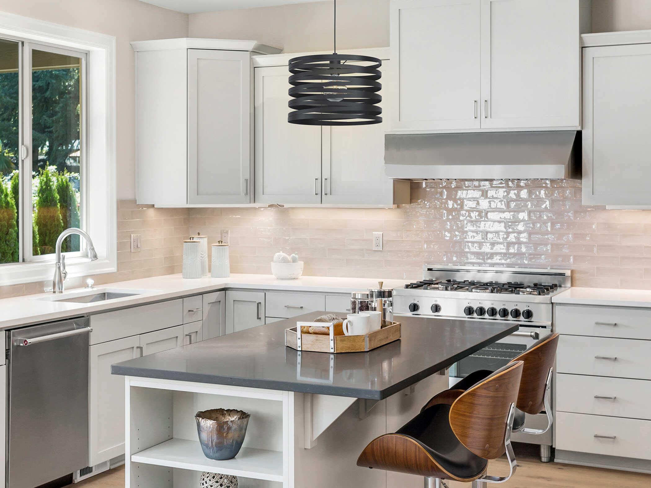 Eglo Cremella 1-Light Black Drum Pendant