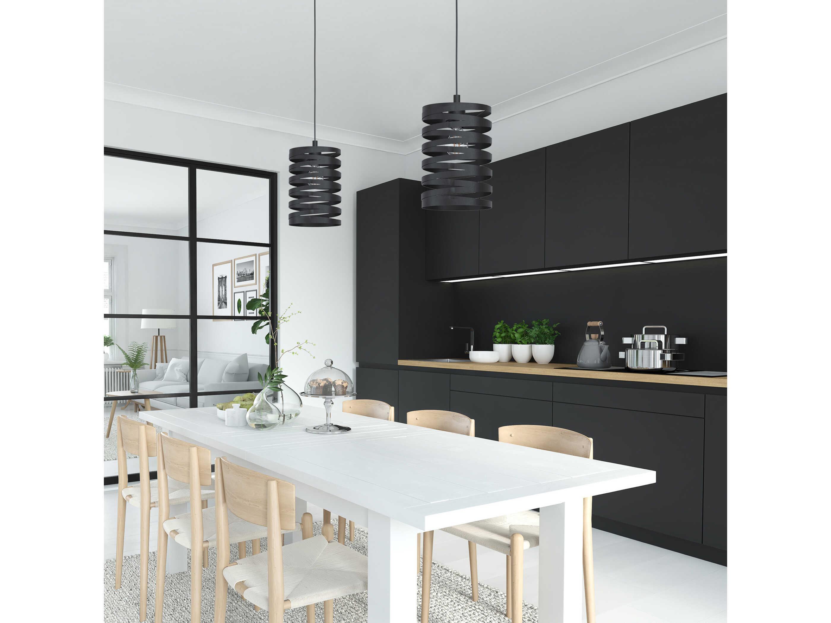 Eglo Cremella 1-Light Black Cylinder Mini Pendant