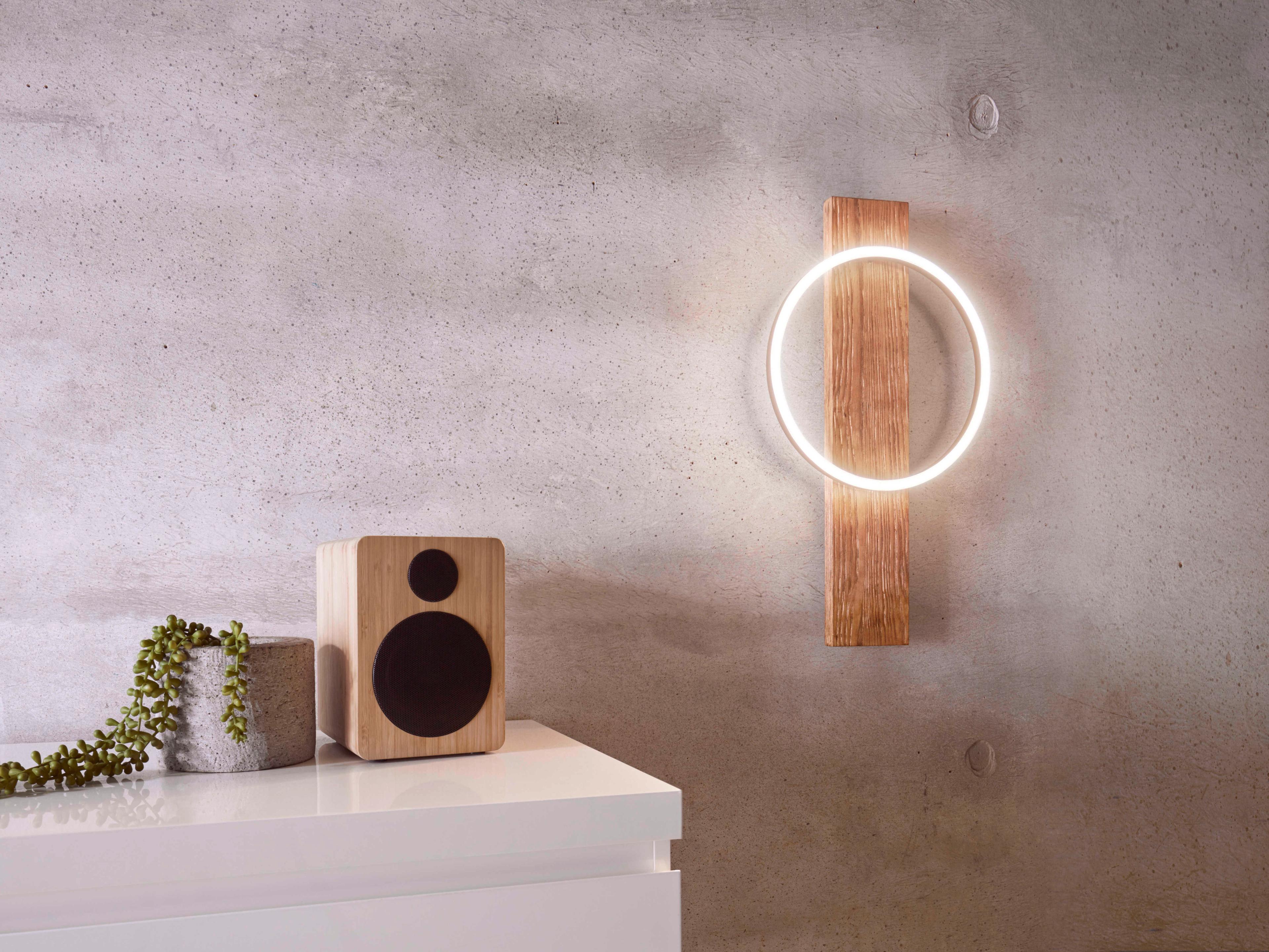 Eglo Boyal 1-Light Brushed Pine Wood Round Flush Mount