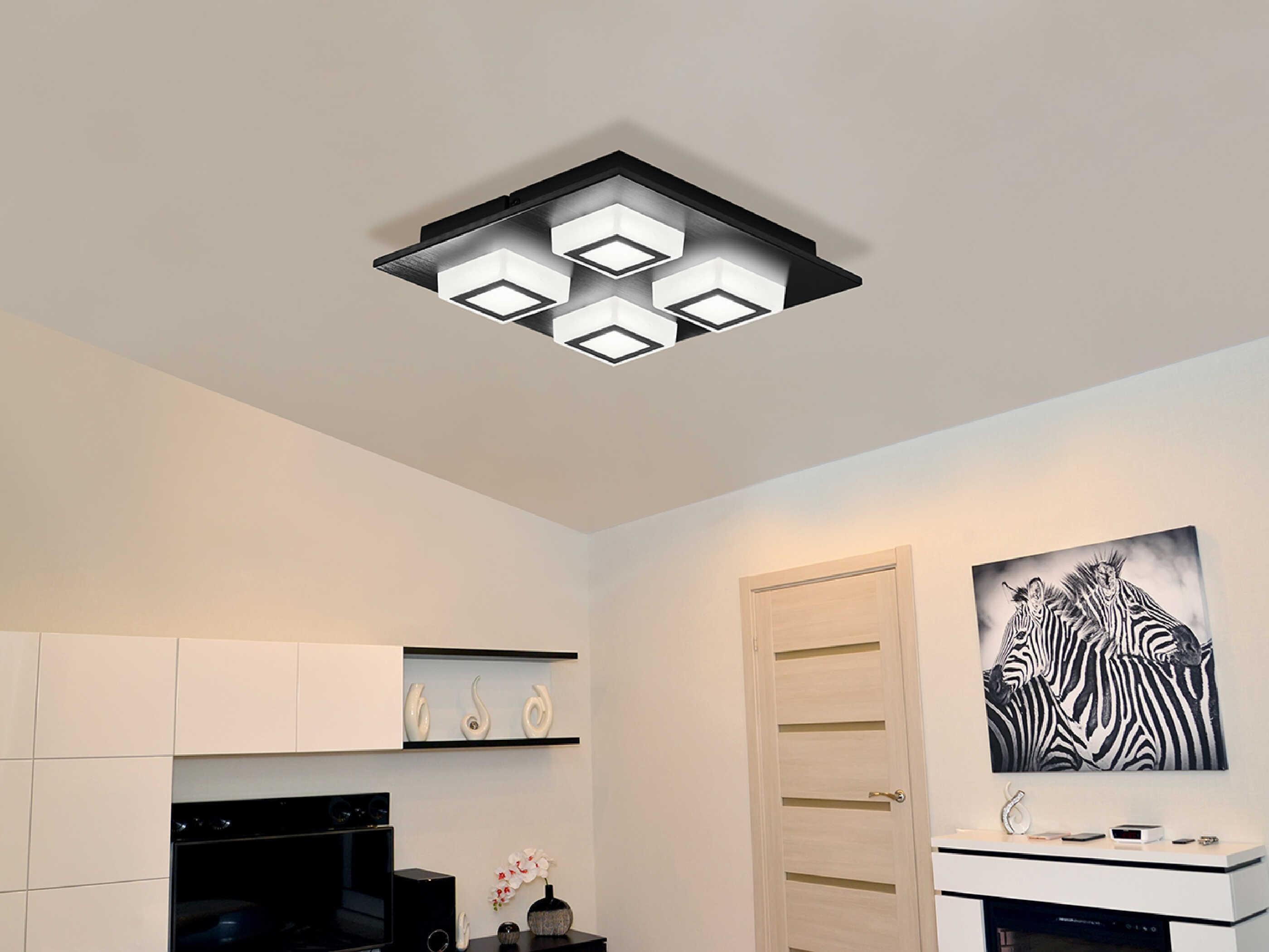 Eglo Masiano 4-Light Black White Flush Mount