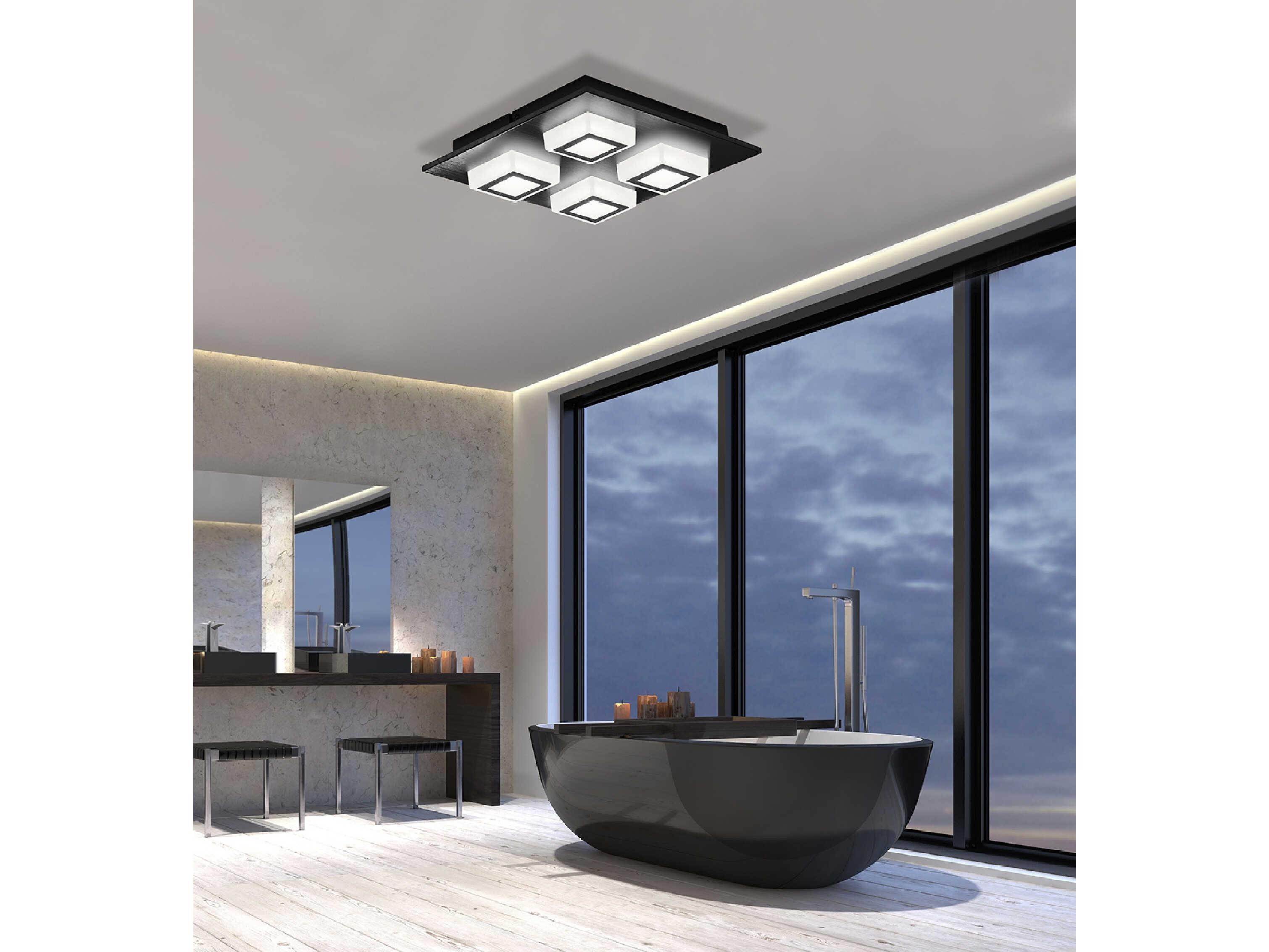 Eglo Masiano 4-Light Black White Flush Mount